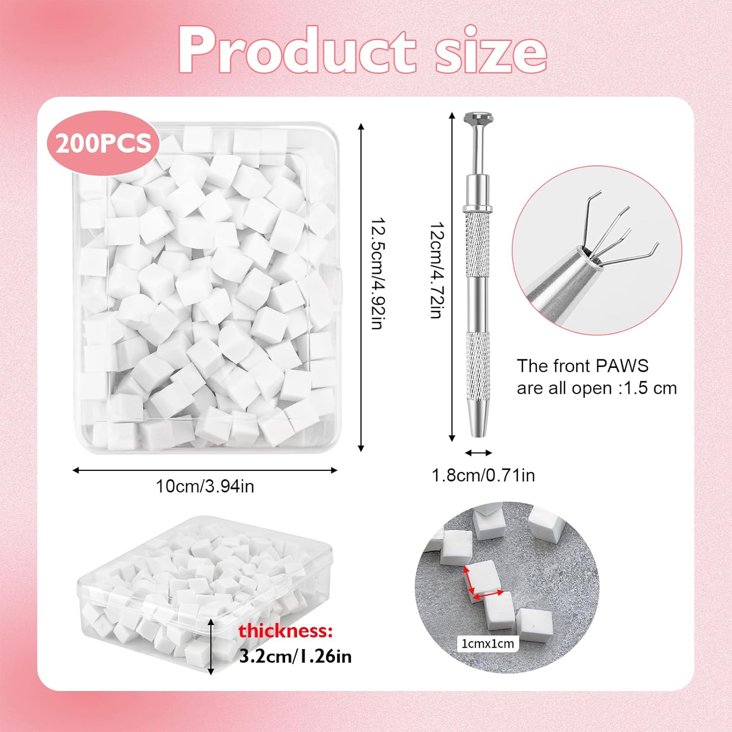 Pack of 200 Nail Art Sponge with Metal Gripper, Nail Art Rendering Tools with Gripper, Sponge Nail Brush, Nail Design Accessories for Nail Art Rendering image number 6