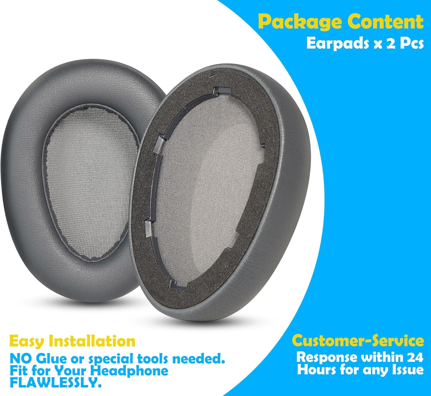 Jbuds Lux Replacement Ear Pads for Jlab Jbuds Lux ANC &ndash; Soft Protein Leather & Memory Foam Cushions Compatible with Jbuds Lux Headphones