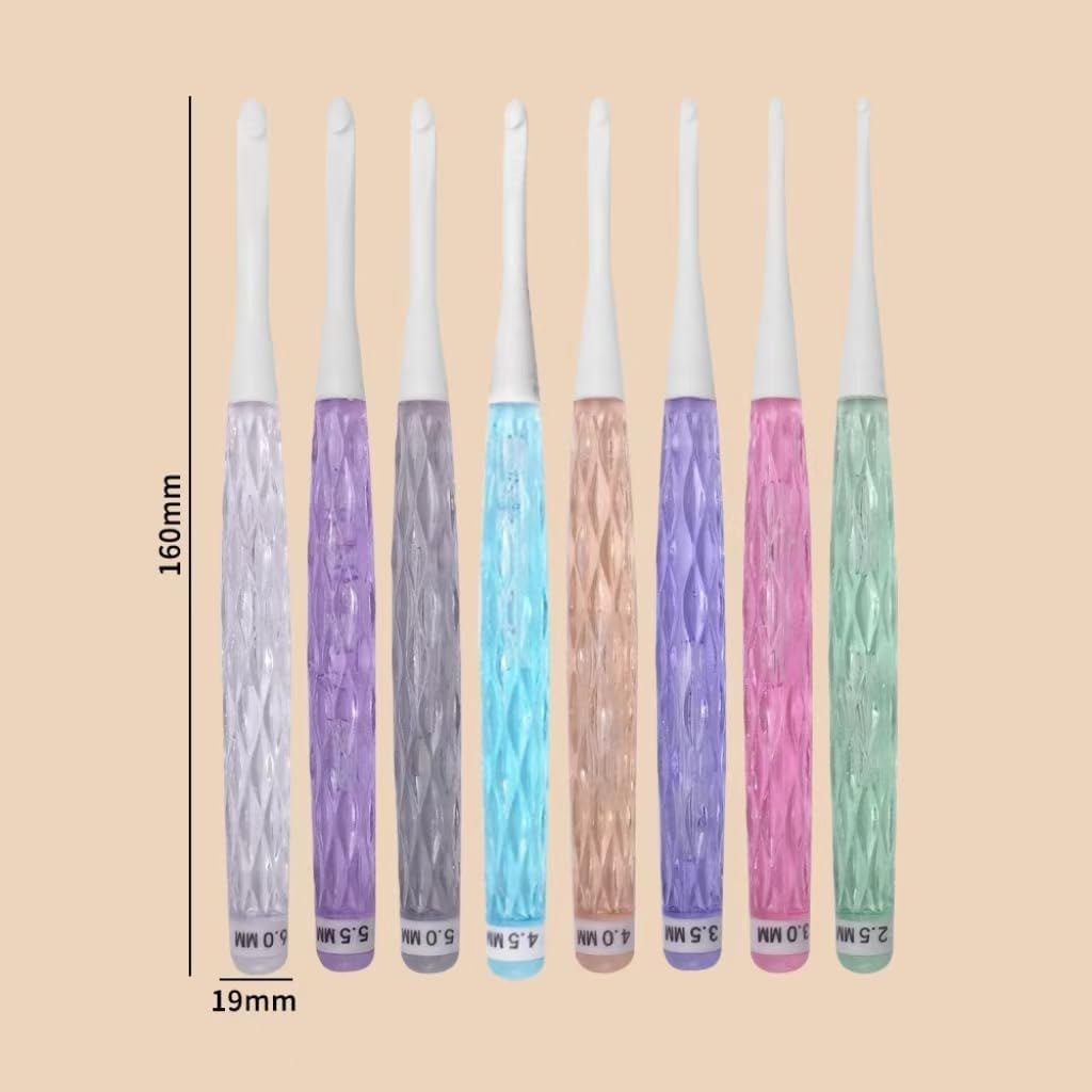8Pcs Acrylic Crochet Hooks Set,Crystal Crochet Knitting Crochet Hooks,Non-Slip Crochet Hook Grips Crochet Hook,Plastic Crochet Hooks Ergonomic Crochet Hook Grips,Plastic Ergonomic Crochet Hook Set image number 3