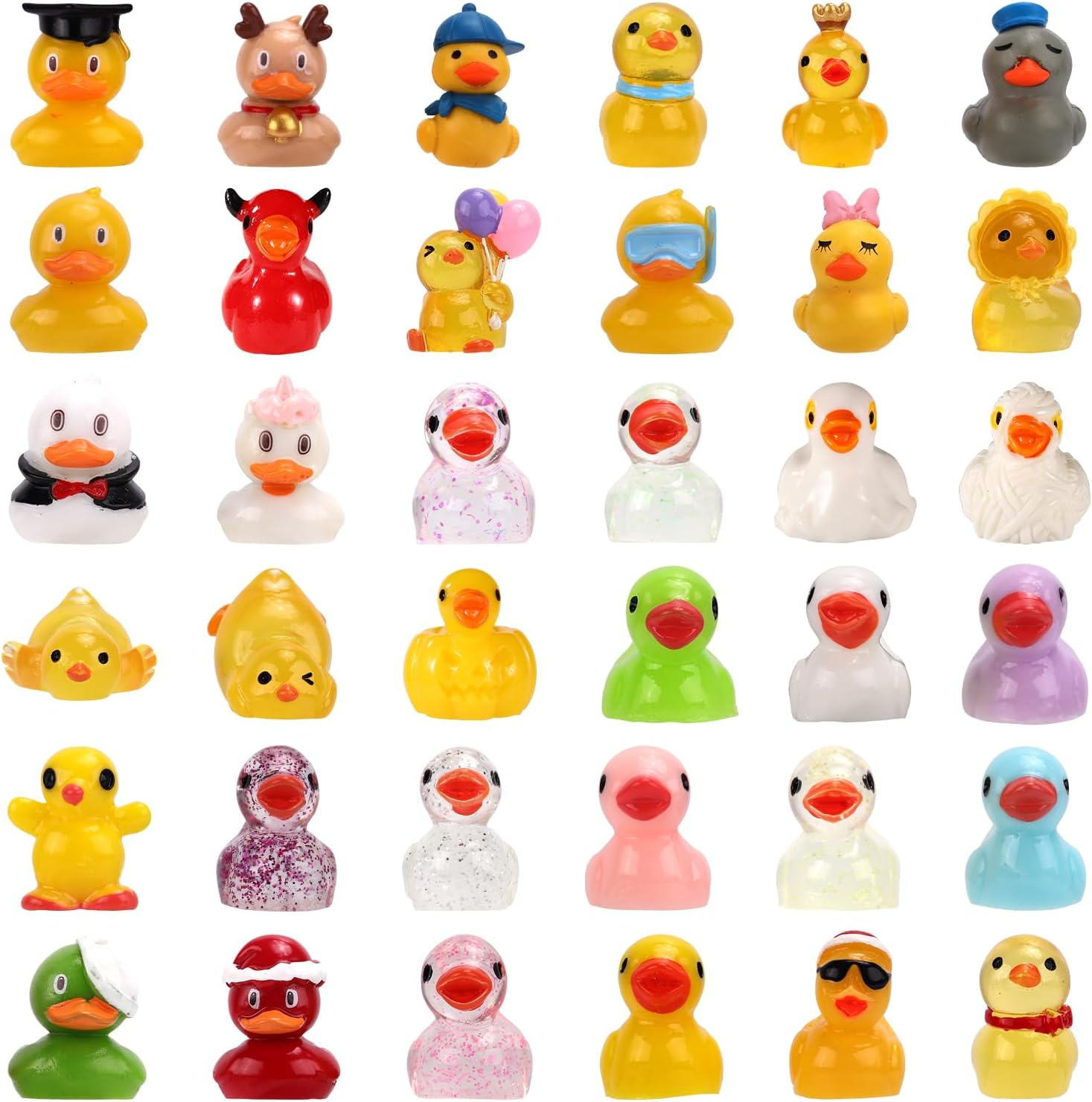 XIHIRCD 36Pcs Mini Resin Ducks, Colorful Miniature Ducks Figurines, Small Ducks Figures, Tiny Animal Accessories for Potted Plants Garden Landscape DIY Christmas Home Decoration image number 5