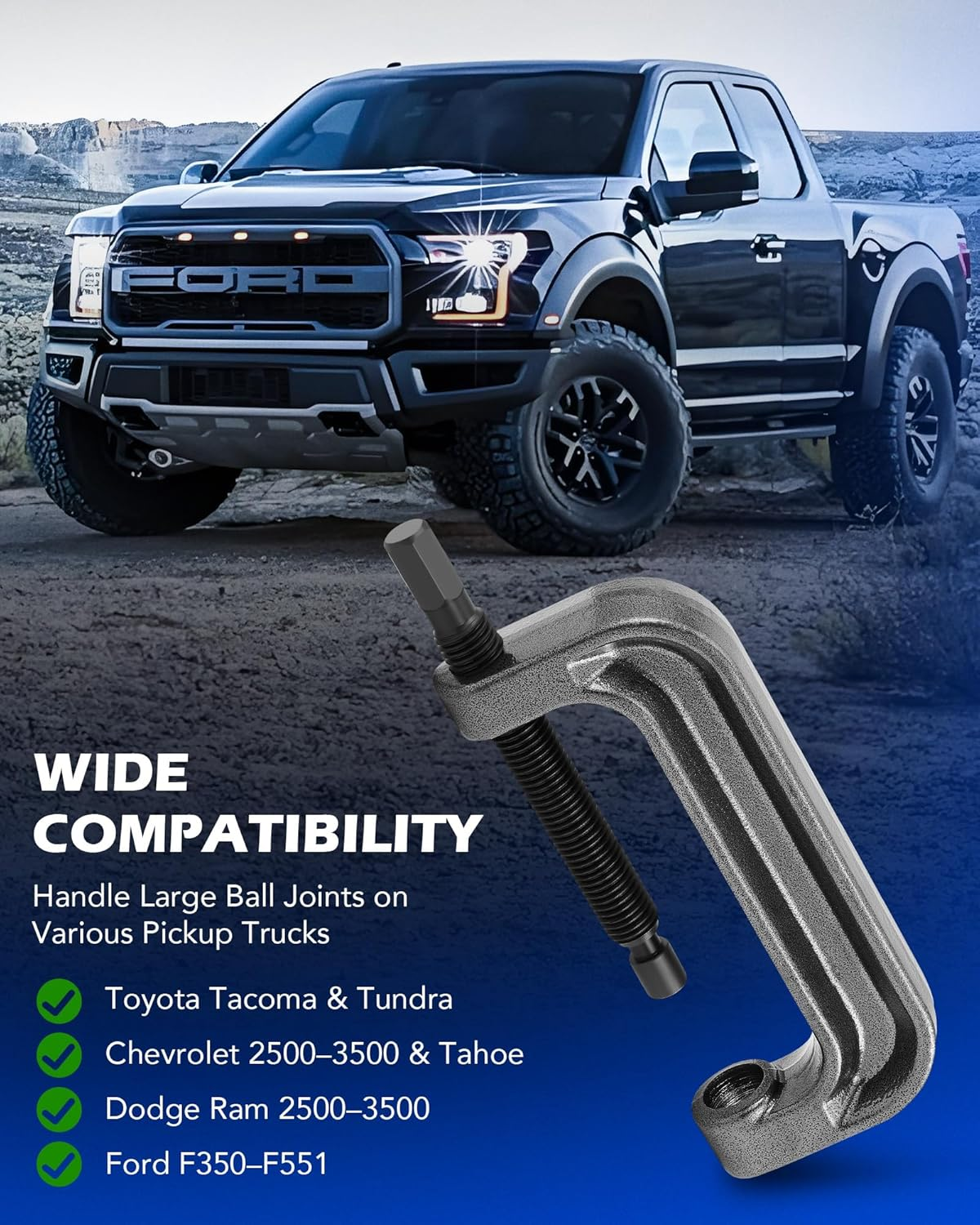 Orion Motor Tech Ball Joint Press Kit, C Frame Press for Ball Joints, U Joints, Brake Anchor Pins, and Wheel Studs, U Joint Removal Tool Set with C Frame Press and 2 Screws for Joint Replacement image number 5