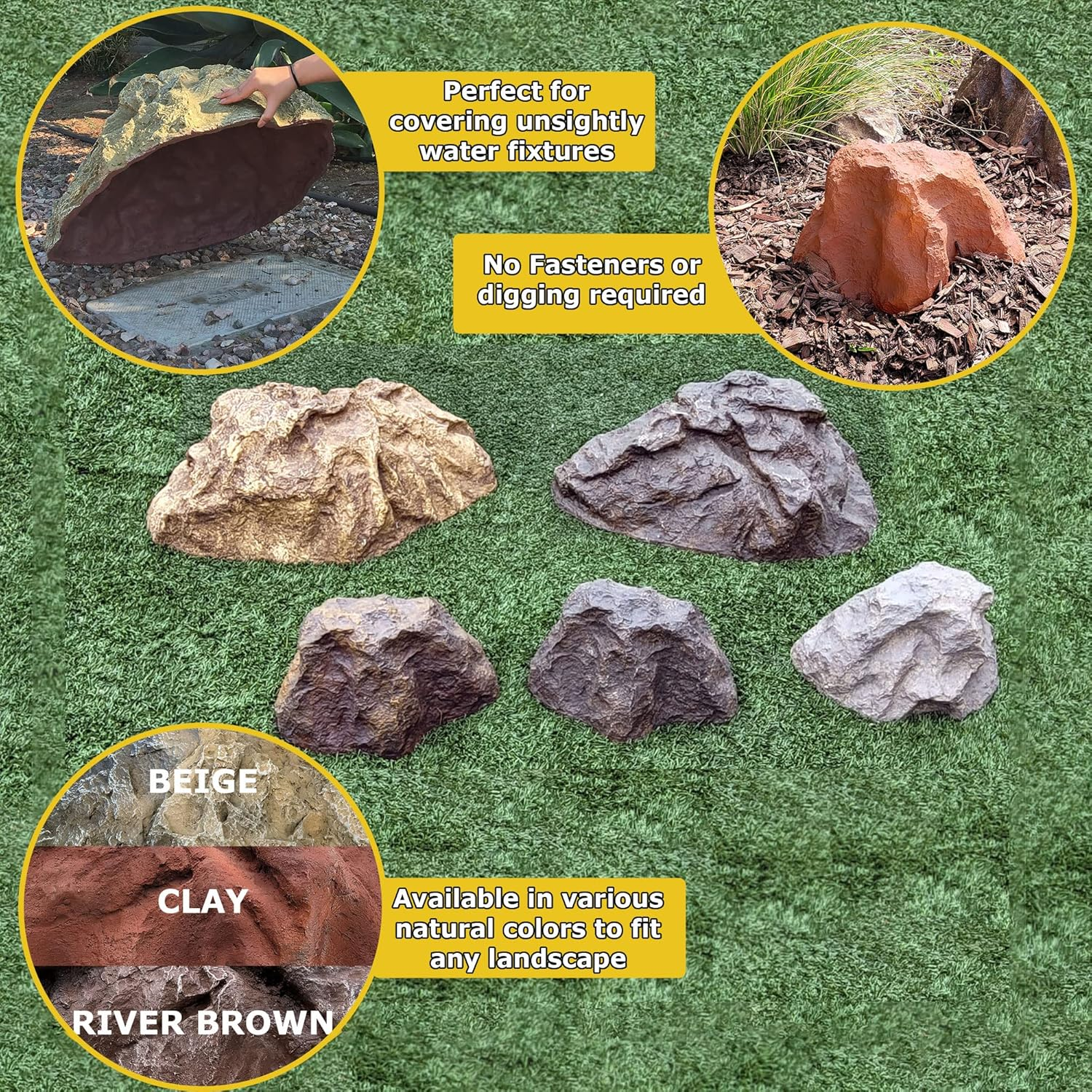 Backyard X-Scapes Artificial Rock Well Pump Cover for Landscaping Fake Rock for Decorating to Hide Pipe Fiberglass Boulder Covers Large Natural Grey 13 in H X 28 in W X 30 in L image number 3