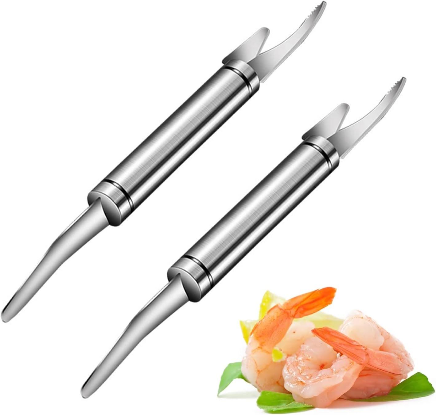 2PCS 304 Stainless Steel Shrimp Deveiner and Peeler - 5 in 1 Multifunctional Cleaner Knife, Portable Cleaning Tool (9.4 Inch) image number 3