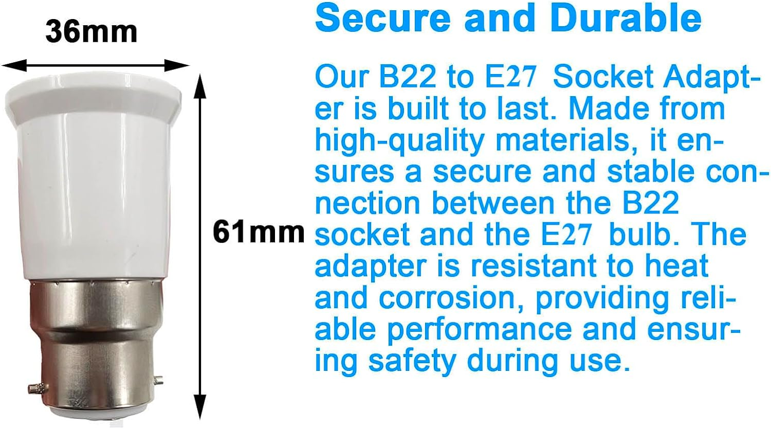 B22 to E27 Bulb Adapter 6 Pack - Lamp Holder Converter - Bayonet Cap to Edison Screw (B22 to E27) image number 3