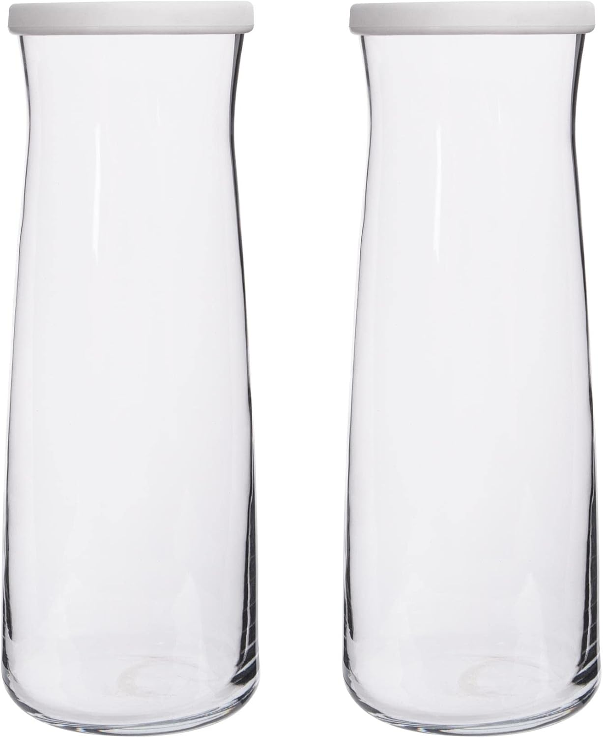 LAV Vera Glass Carafes - Set of 2 X 1.2L Water & Juice Pitchers with White Silicone Lids - Airtight Glass Jugs for Wine, Cocktails, or Food Storage - Durable & Dishwasher Safe image number 3
