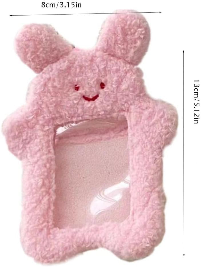 Juroicessry 1Pc White Photocard Holder,Cartoon Plush Photocard Holder Outdoor Girl Korean Style ID Card Cover Protective Case Card Sleeve Student Rabbit Identification Badges Supplies image number 6