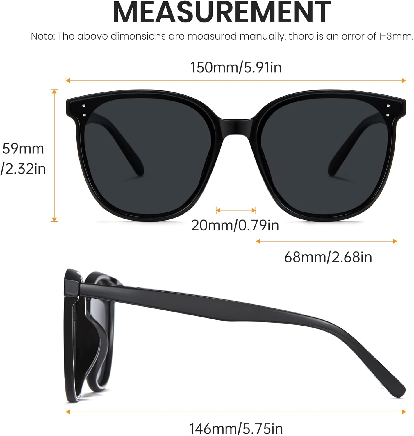 Cyxus Sunglasses for Women Men Oversize Trendy Polarized UV400 Protection Shades image number 5