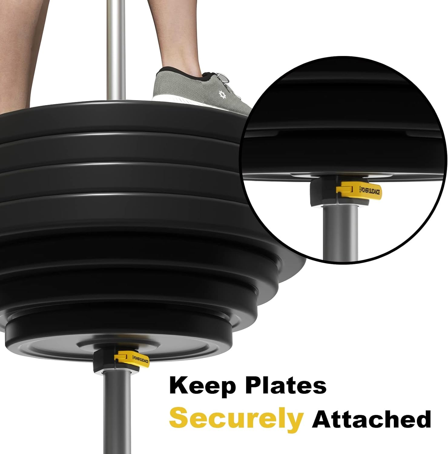 Power Guidance Barbell Collars Barbell Clips,50 Mm Olympic Barbell Clamps,Non-Slip Weight Clamps Quick Release Barbell Collar for Workout Weightlifting,Olympic Lifts and Strength Training - Black (Nylon + Rubber Lining) image number 2