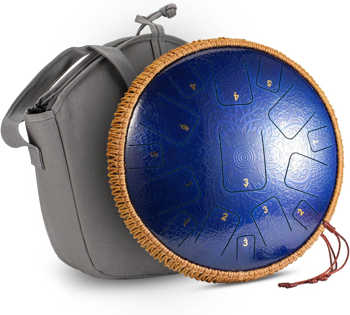 2025 New Steel Tongue Drum - 14 Inch 15 Notes with Laser Carving & Etching Craft Tongue Drum Rain Drum for outside - Hand Pan with Music Book Drum Mallets and Carry Bag for Family and Friends (BLUE)