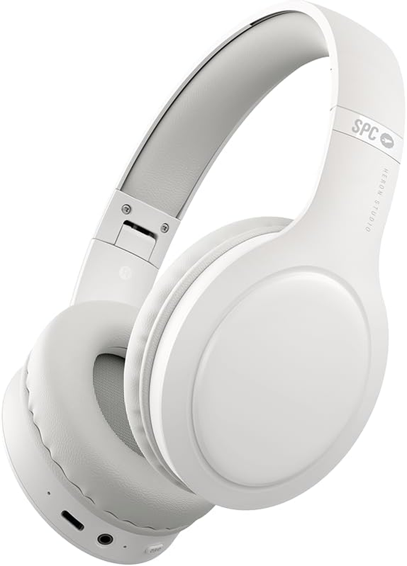 SPC Heron Studio Bluetooth Headphones Over-Ear with 30 Hours Battery Life, Two Simultaneous Connections, Built-In Microphone, Aux-In Input and Foldable, Colour: White image number 4