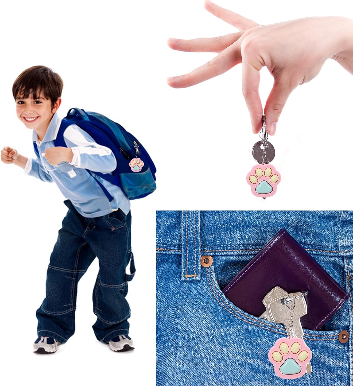 3 Pcs Cat Paw Fidget Keychain, Cute Mini Clicker Toys Clored Anxiety and Stress Relief Sensory Toy for Adults image number 5