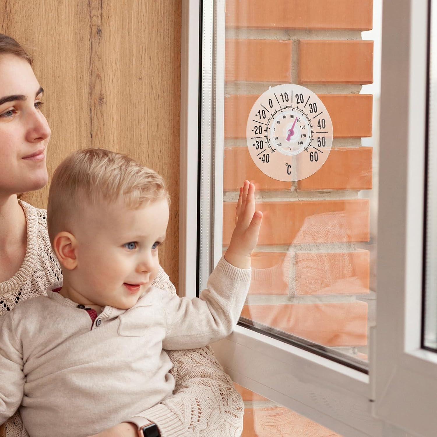 High Precision Analog Window Thermometer with Strong Suction Cup for Indoor and Outdoor Use Portable Temperature Gauge for Rooms Saunas Nurseries and Smooth Surfaces image number 6