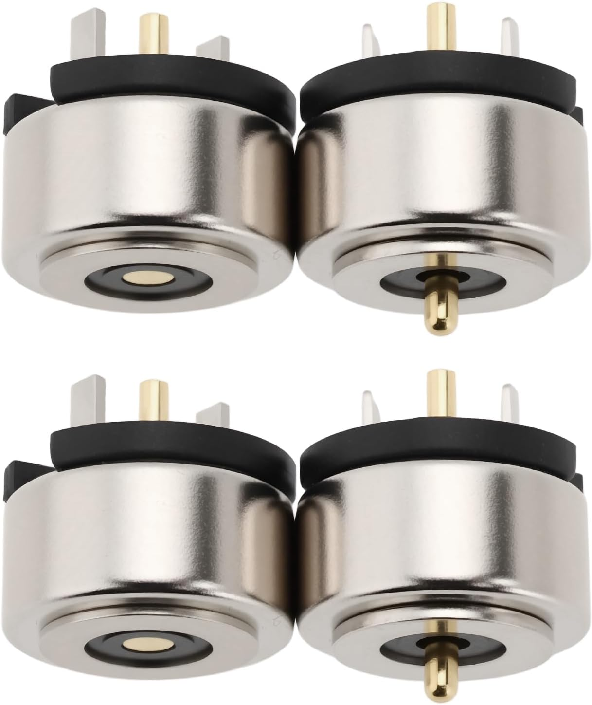 Emsea 4Pcs 8Mm 1Pin 3A 12V DC Magnetic Copper Point Socket Solder Wire Charging Head Male and Female Probe Connectors