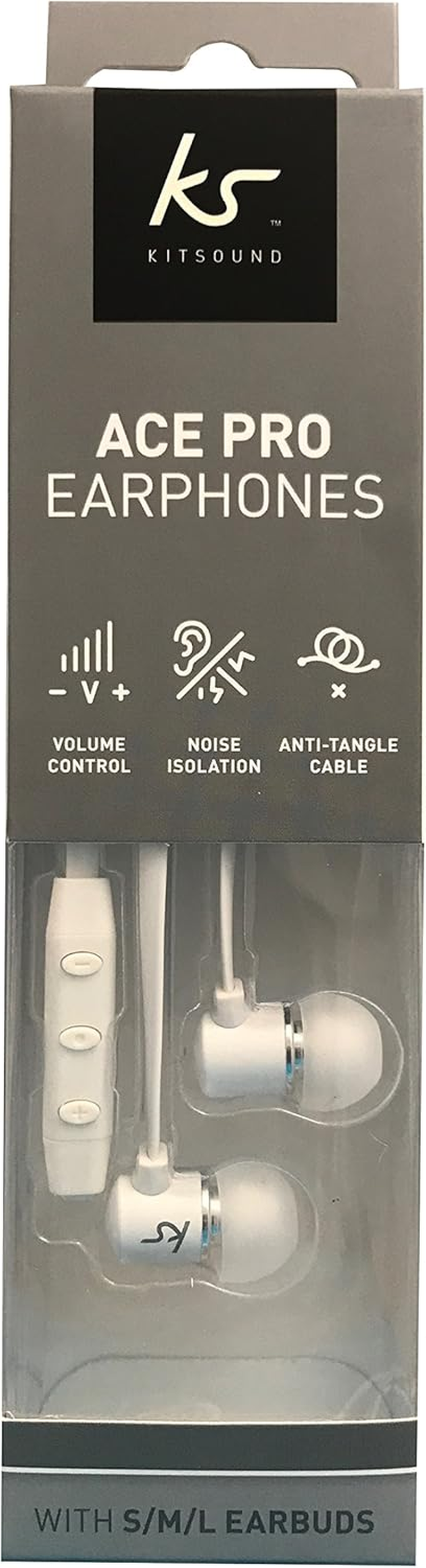 Kitsound Kit Sound Ace-Ear Headphone with Mic White KSACEVCWH