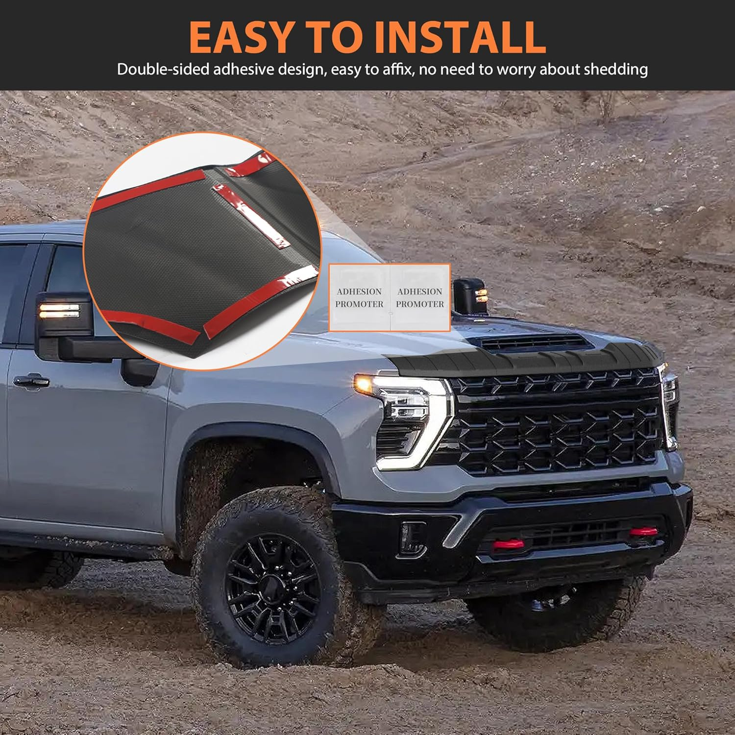 TIEZFUL Hood Protector Fit for Chevy Silverado 2500 HD/3500 HD 2020-2025 2026 Bug Deflectors Shield TPE Low Profile Hood Deflector Fit for Silverado 3500 HD Accessories 2020-2026