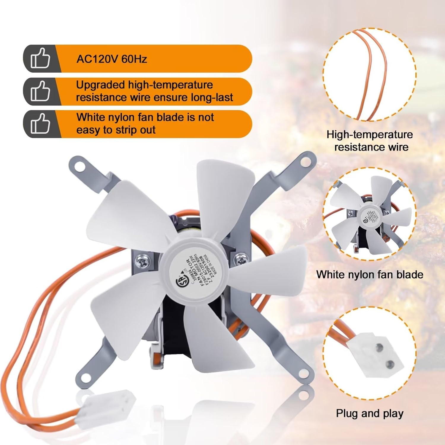 Upgraded Grill Induction Fan Replacement Part for Pit Boss, Traeger, Camp Chef Wood Pellet Grills, Sam'S Club, Z Grills Pellet Grills, AC120V 60Hz Grill Combustion Fan Kit Replacement Parts image number 2