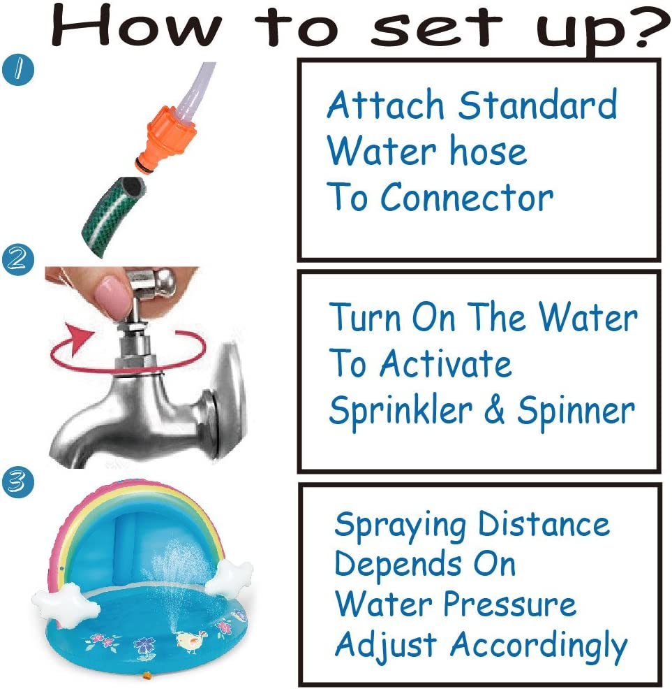 HIWENA Baby Pool Rainbow Splash Pool with Canopy Spray Pool of 40 Inches Water Sprinkler for Kids for Ages 1-3 image number 1