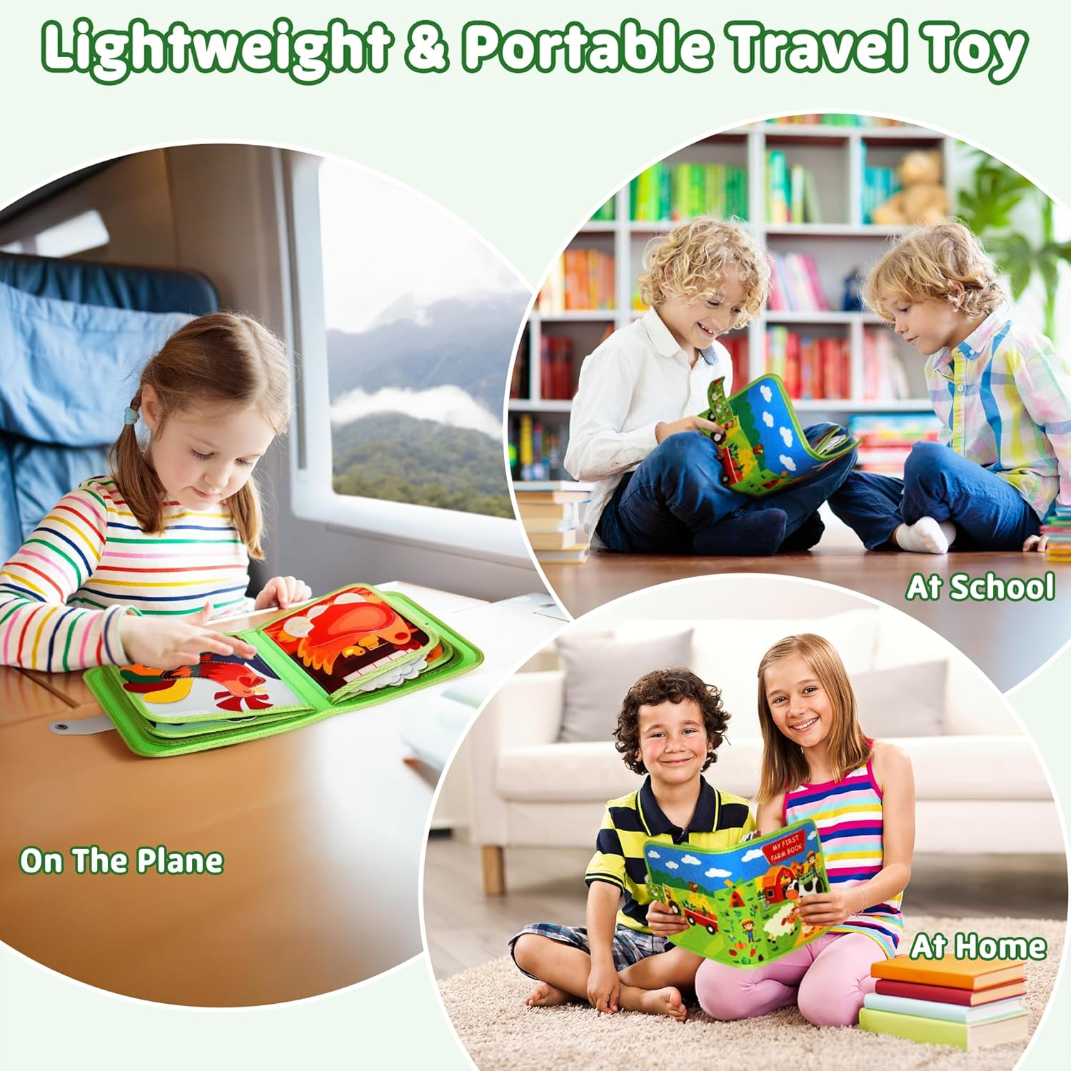 Busy Books Board Toddlers Toys, 20 in 1 Farm Sensory Board Montessori Early Education Learning Toys for Toddlers 1-3, Interactive Activity Book Airplane Travel Toy for Boys Girls 1 2 3 4 5 Years Old image number 1