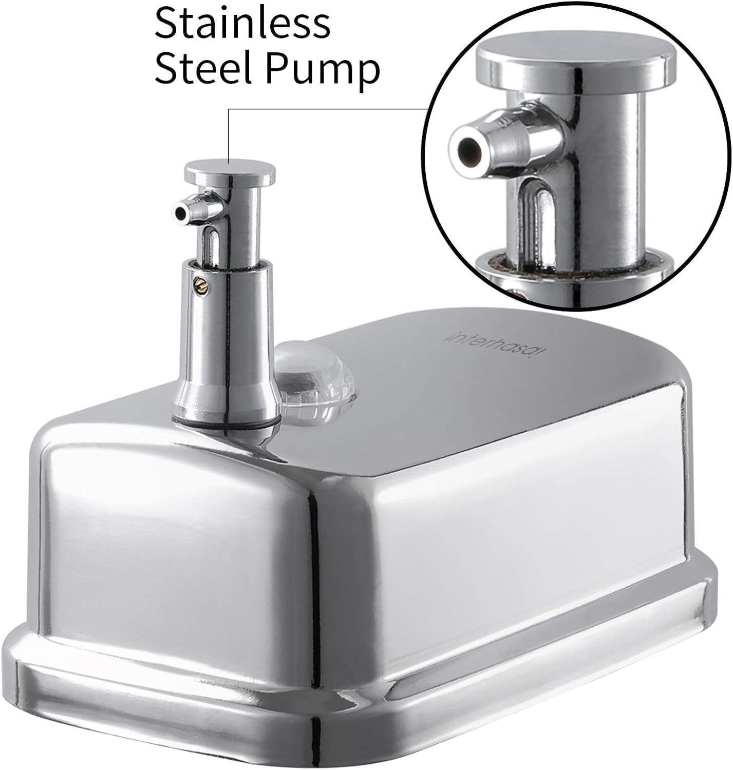 Interhasa! Stainless Steel Soap Dispenser, Commercial Manual 500Ml/17Oz Wall Mounted Hand Soap Dispenser for Bathroom Kitchen, Silver, 60 * 95 * 150 Mm 0.33 Kg image number 5