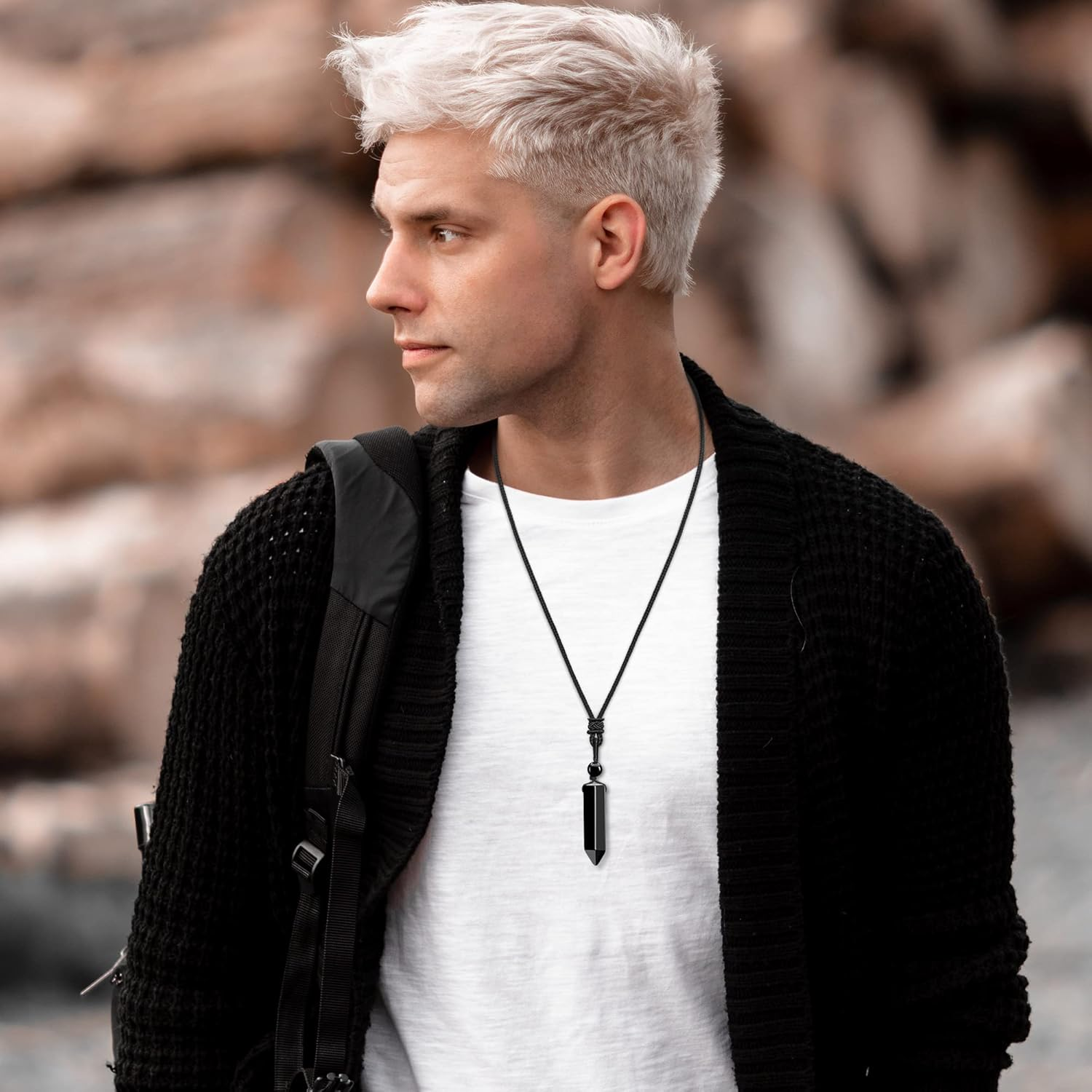 Jovivi Natural Healing Stone Necklace for Women Men Adjustable Rope Hexagonal Point Healing Crystal Pendant Necklaces Quartz Reiki Gemstone Jewelry image number 5