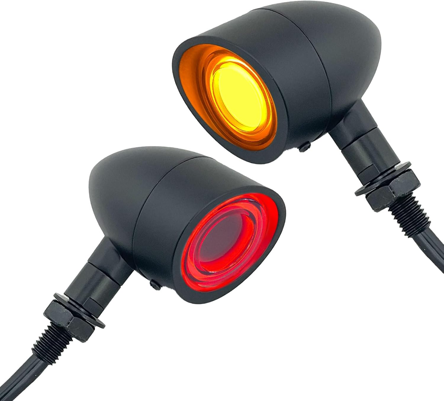 FATECIM 2X Motorcycle LED Front Turn Signals Running Driving Light Visor Heavy Duty Motorbike White Amber Light Blinker Indicator for Bobber Harley Honda Yamaha Suzuki Kawasaki Cruiser Chopper Chrome