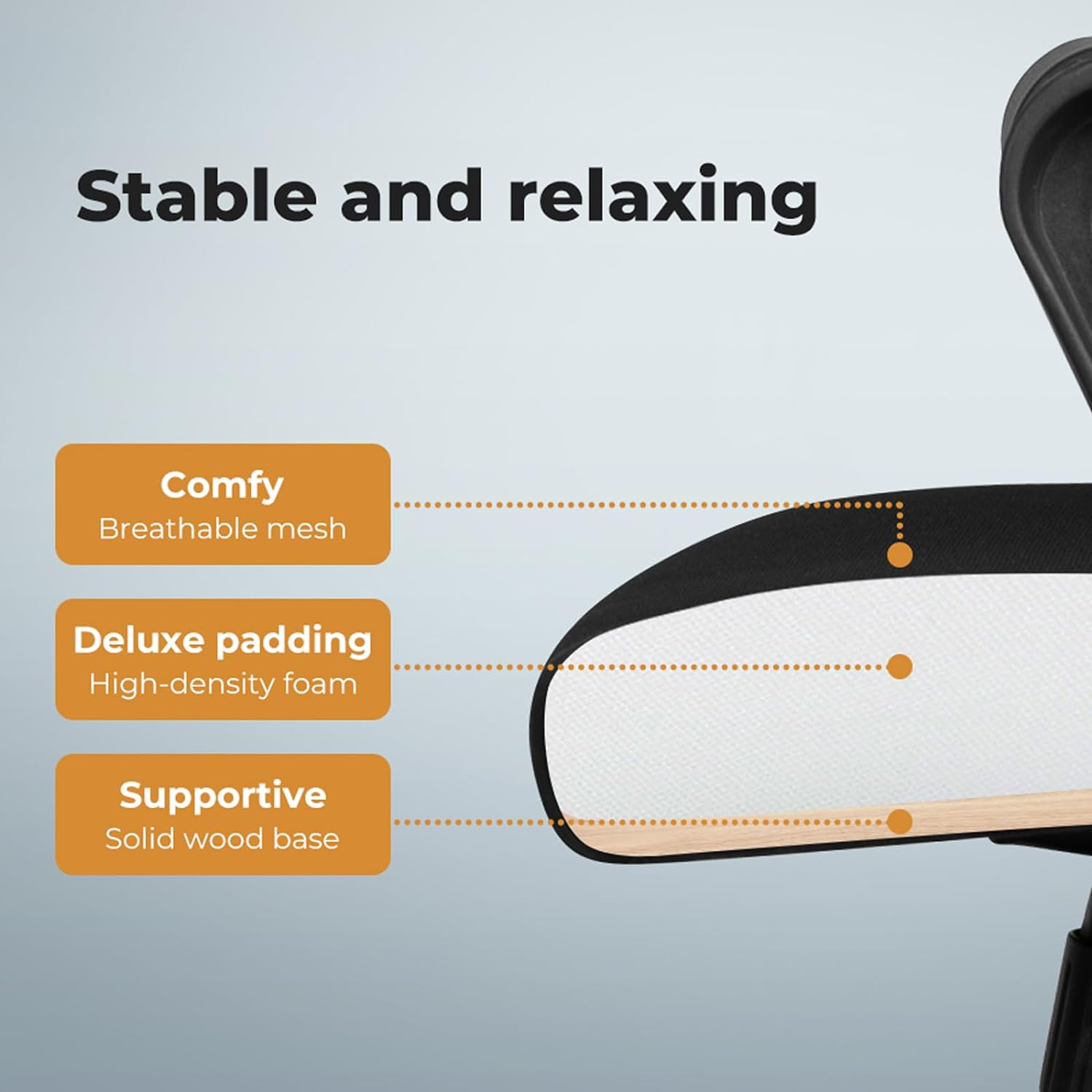 LEVEDE Ergonomic Office Mesh Chair, 44-52Cm Height Adjustable Computer Chair, Swivel Tiltable Desk Chair with Removable Headrest for Studying, Working, Writing, Gaming (Black)