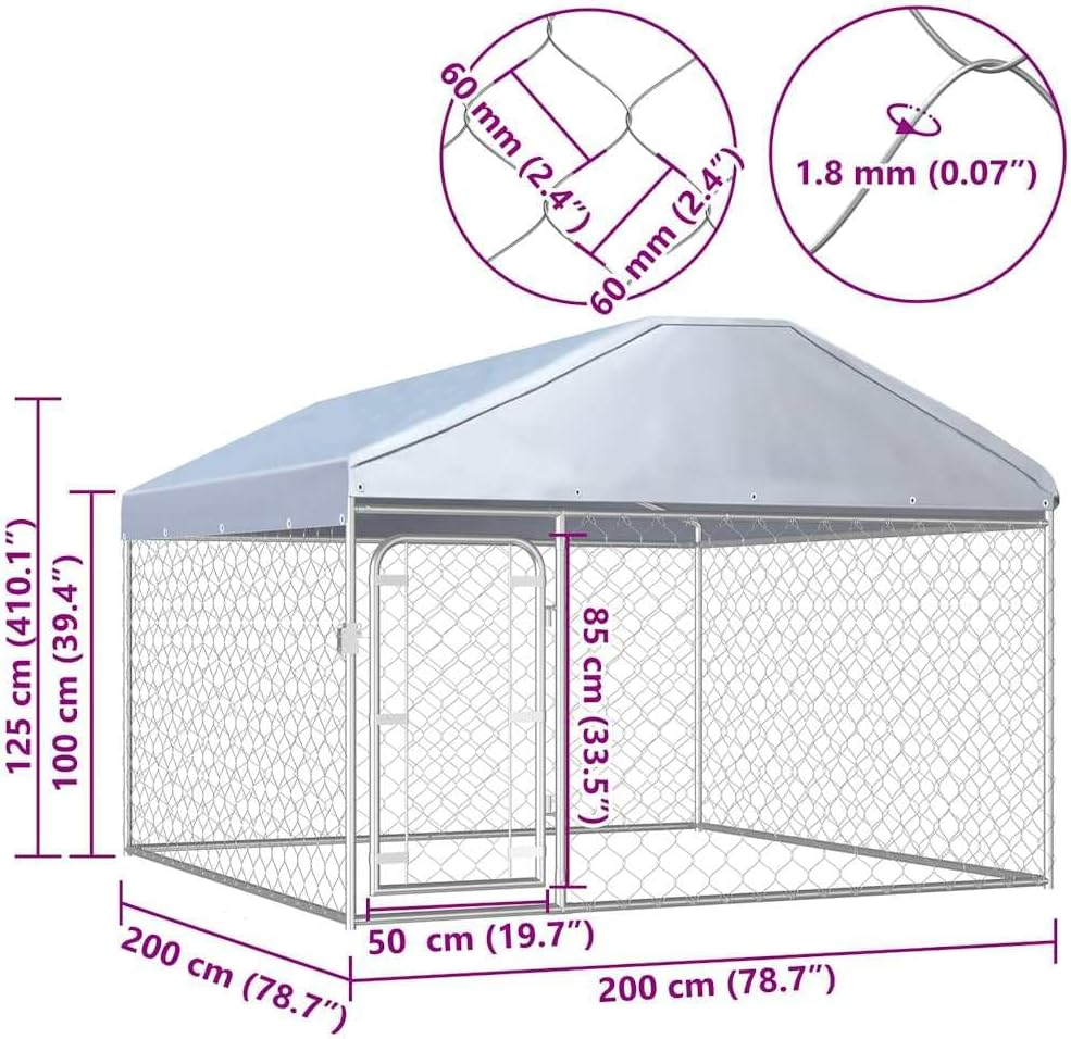 Outdoor Dog Kennel with Roof Large Pet House 200X200X135 Cm Weatherproof Safe image number 3