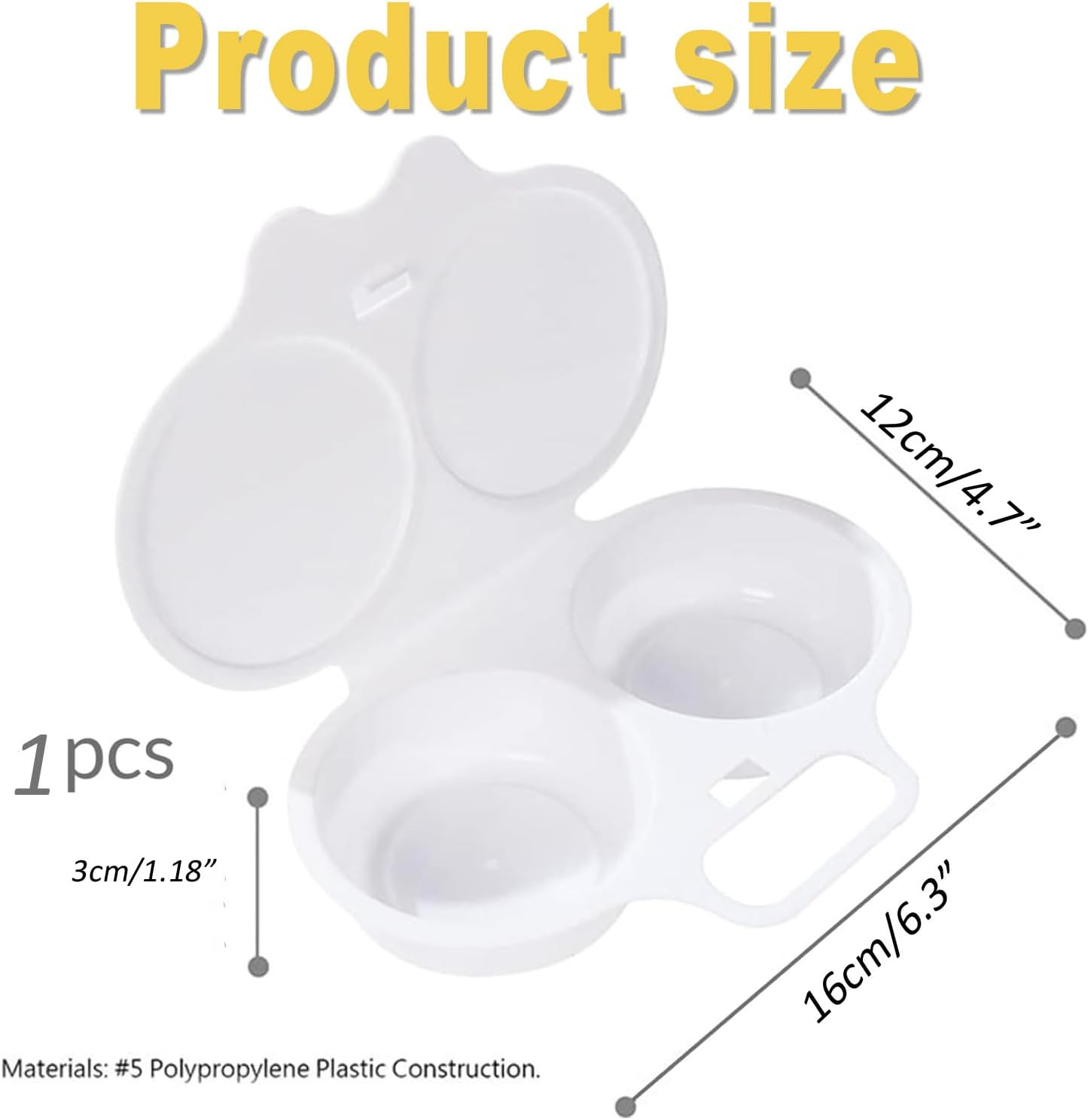 Wzenclave 1Pcs Microwave Egg Cooker Double Drain Poached Egg Cups Kitchen Essentials Food Grade Cooking Ware Microwaveable and Easy to Cook 2 Cavity Nonstick Poached Egg Maker with Lid image number 5