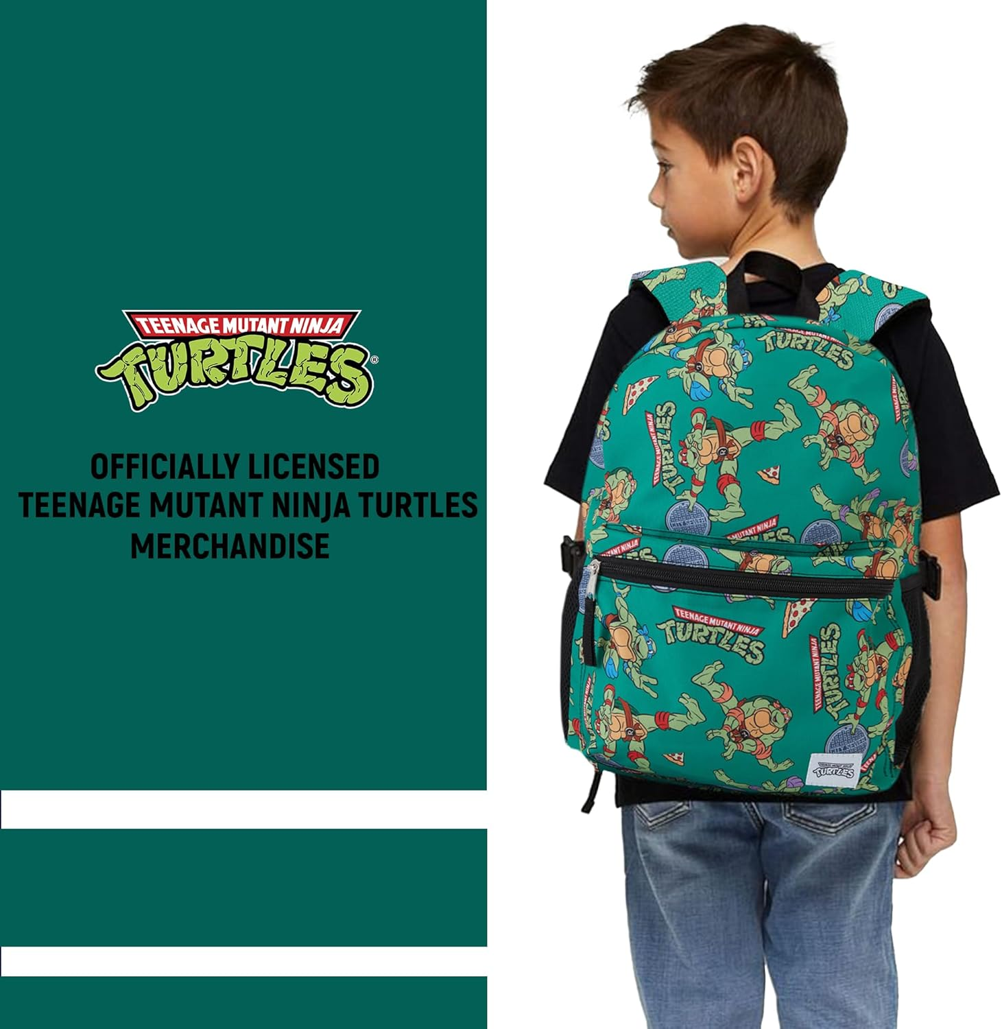 Teenage Mutant Ninja Turtles Backpack - Leonardo, Donatello, Michelangelo & Raphael - Officially Licensed TMNT School Bookbag image number 5