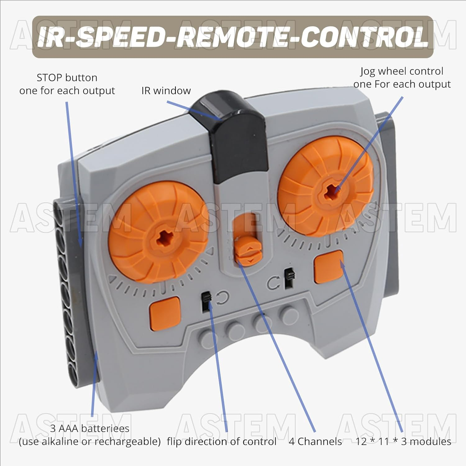 36Pcs Power Function Set Compatible with Technic-Parts. Include IR Speed Remote Control, IR Receiver, Battery Box, Motor, Power Function Light, Extension Wire, Servo Motor, Shock Absorber image number 3