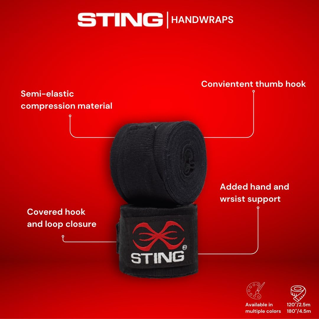 STING Elasticized Hand Wraps for Boxing, MMA, or Muay Thai