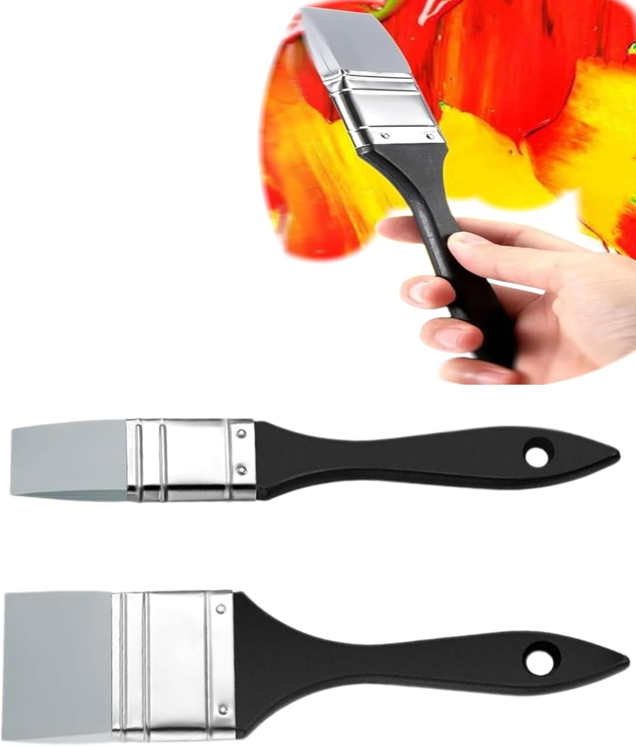 Silicone Paint Brushes, 2-Piece Set, Flat Flexible Brushes for Acrylic and Watercolour Painting image number 5