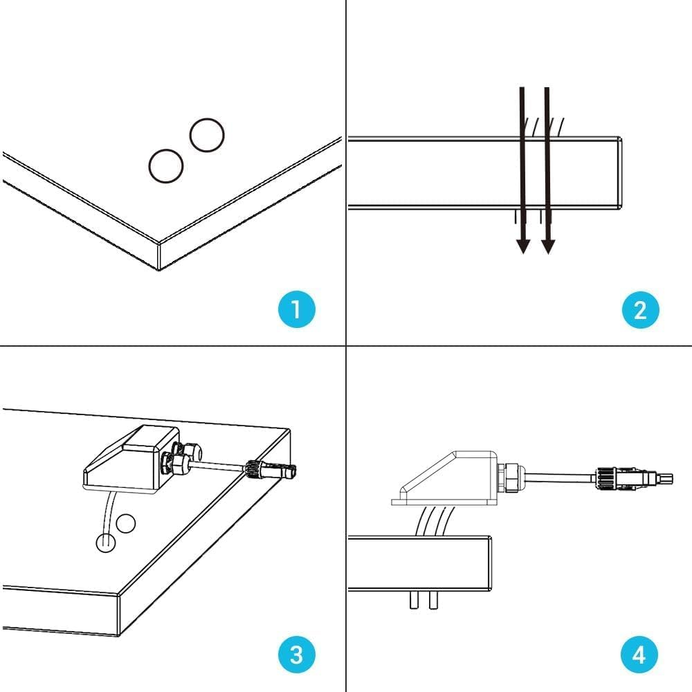 Weatherproof Solar Cable Entry Cover, Waterproof Solar Double Cable Connector Cover Solar Photovoltaic Plastic Bracket Bend ABS Double Cable Entry Housing for RV, Marine, Boat, Cabin Solar Panels image number 4