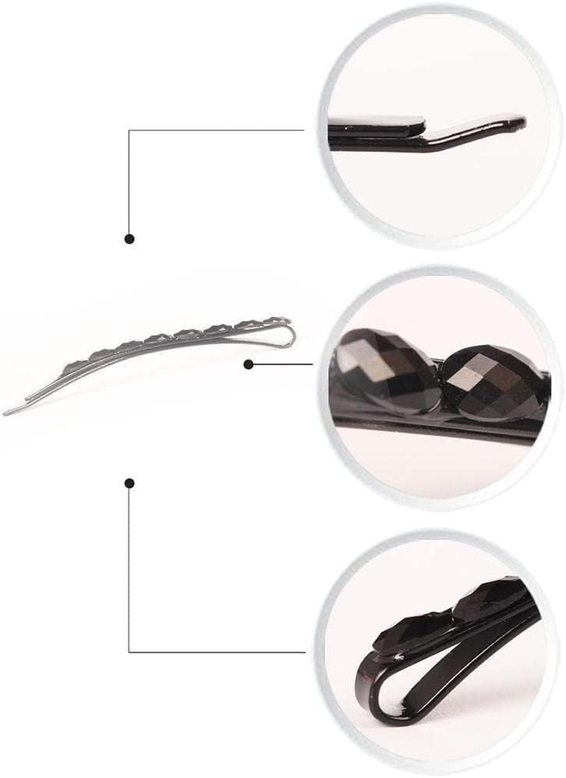 Pack of 2 Diamond Hair Clips, Black Rhinestone Hair Pins for Women, Hair Clips, Hair Care and Styling Glitter Hair Decoration for Women, Metal Hair Clips image number 3