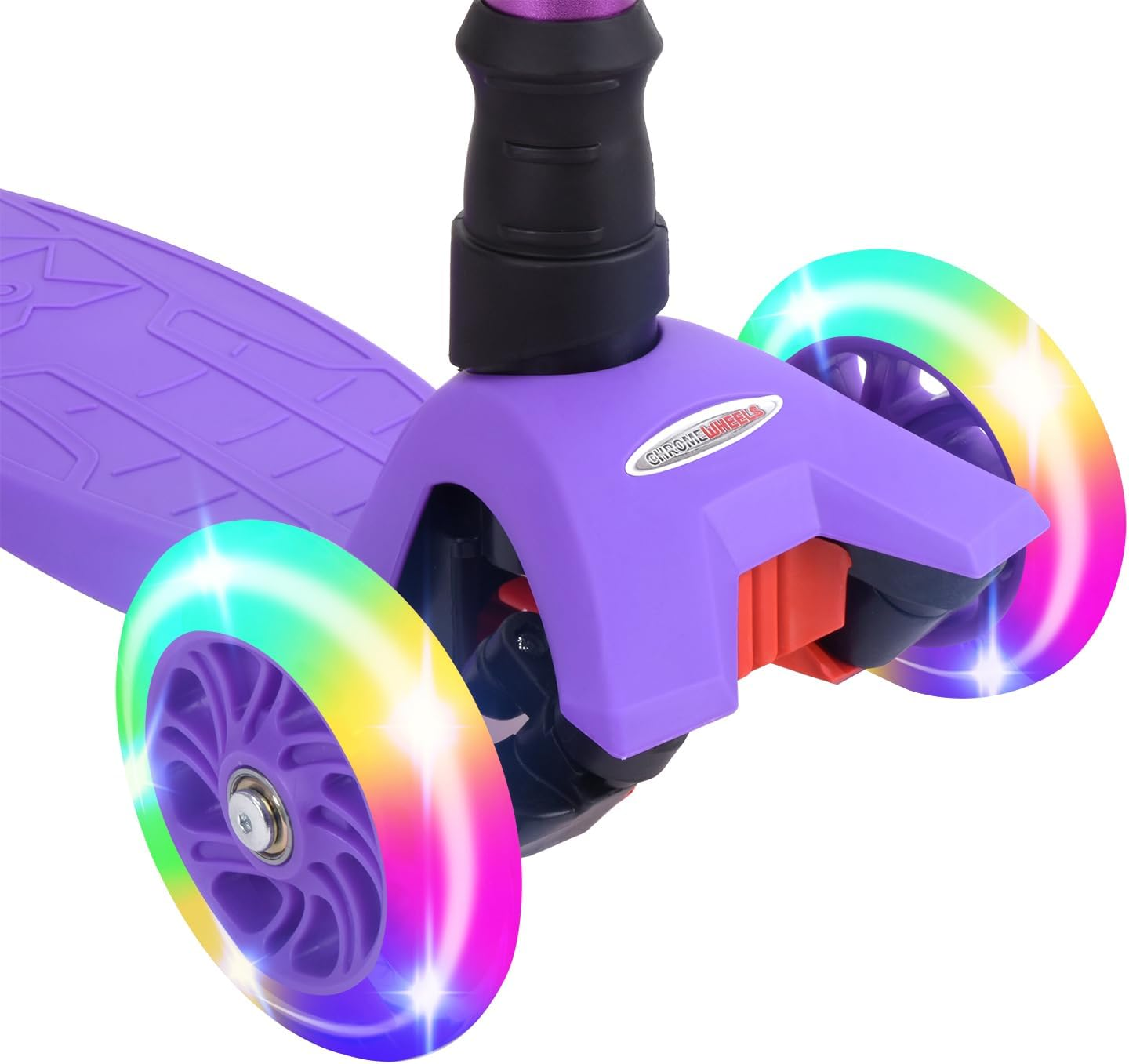 Chromewheels Scooters for Kids, Deluxe 3 Wheels Kick Scooter 4 Adjustable Height 132Lbs Weight Limit, Lean to Steer LED Light up Wheel, Best Gifts for Girls Boys Ages 3-12 Years Old image number 1