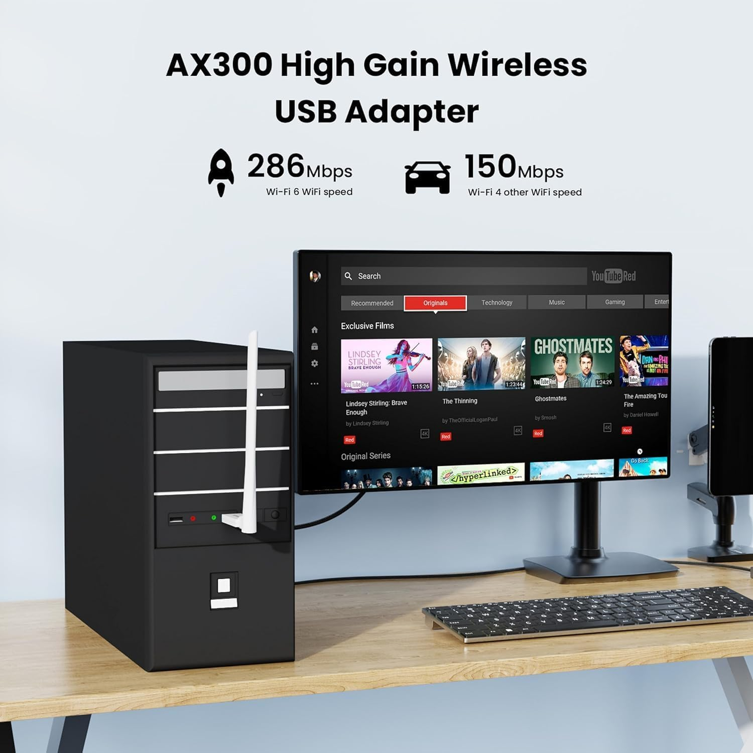 Tenda AX300 USB Wifi Adapter for Pc,2.4Ghz,Wifi 6-Single-Band USB Adapter -286Mbps, Mini USB Wifi 6 Adapter for Desktop.Pc Laptop,Wireless Wifi Adapter for Windows 11/10/7, Wifi Dongle (U2) image number 1