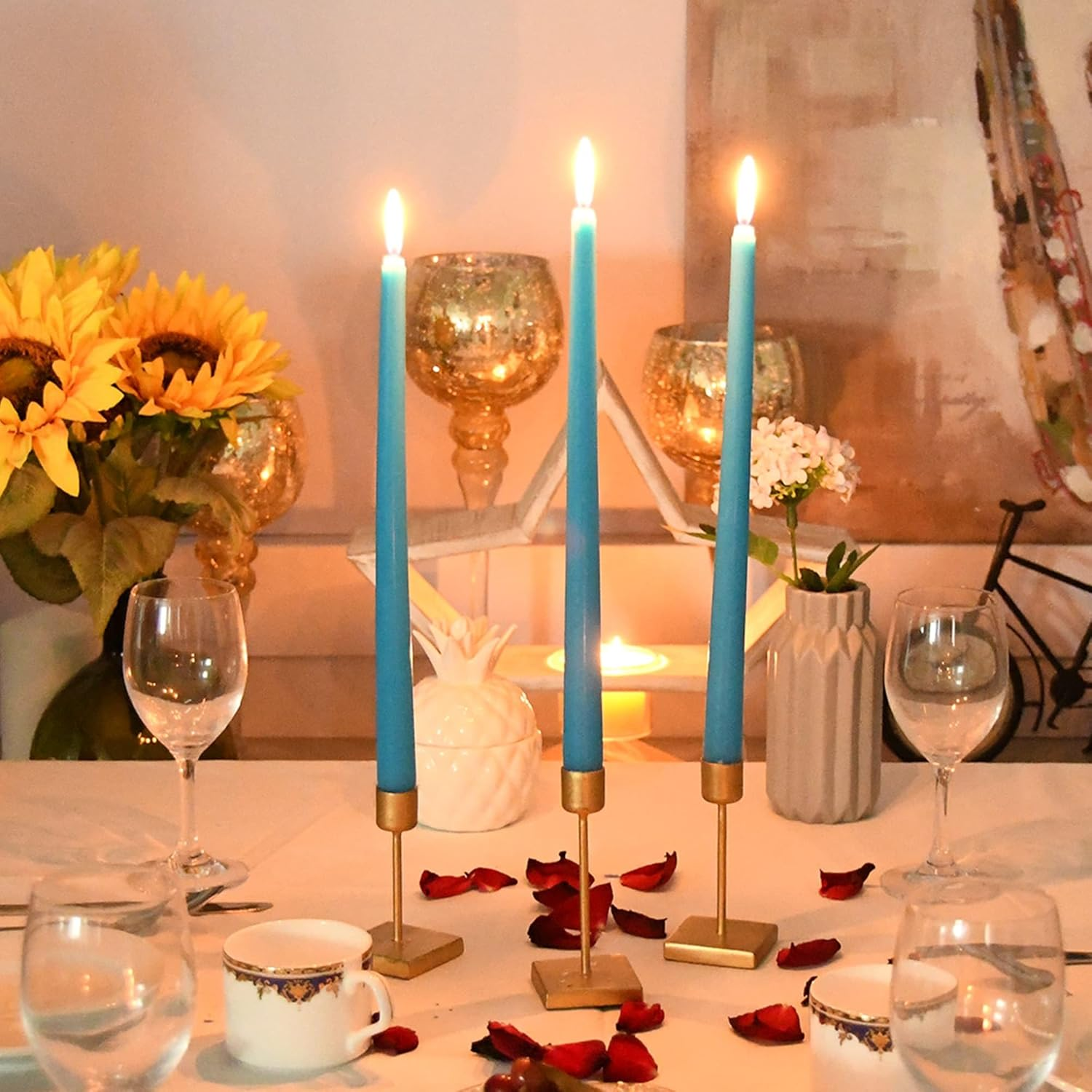 Zest Candle 12-Piece Taper Candles, 12-Inch, Turquoise image number 4