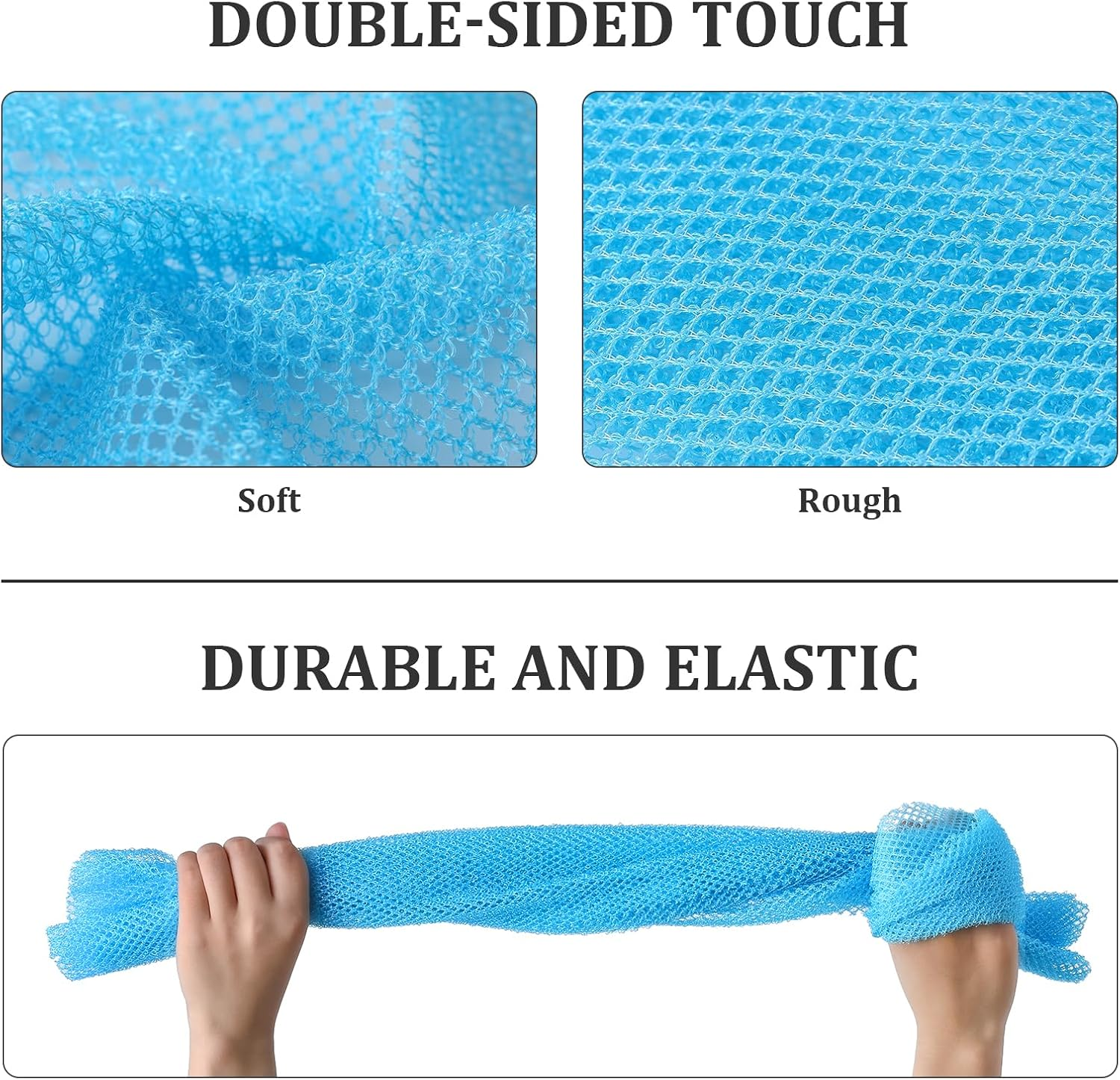 4 Pieces African Exfoliating Net, Long African Net Sponge, Nylon African Net Cloth, Exfoliating Washcloth, Body Scrubbers for Use in Shower, Back Scrubber Skin Smoothers for Bath (Multicolor 4) image number 6