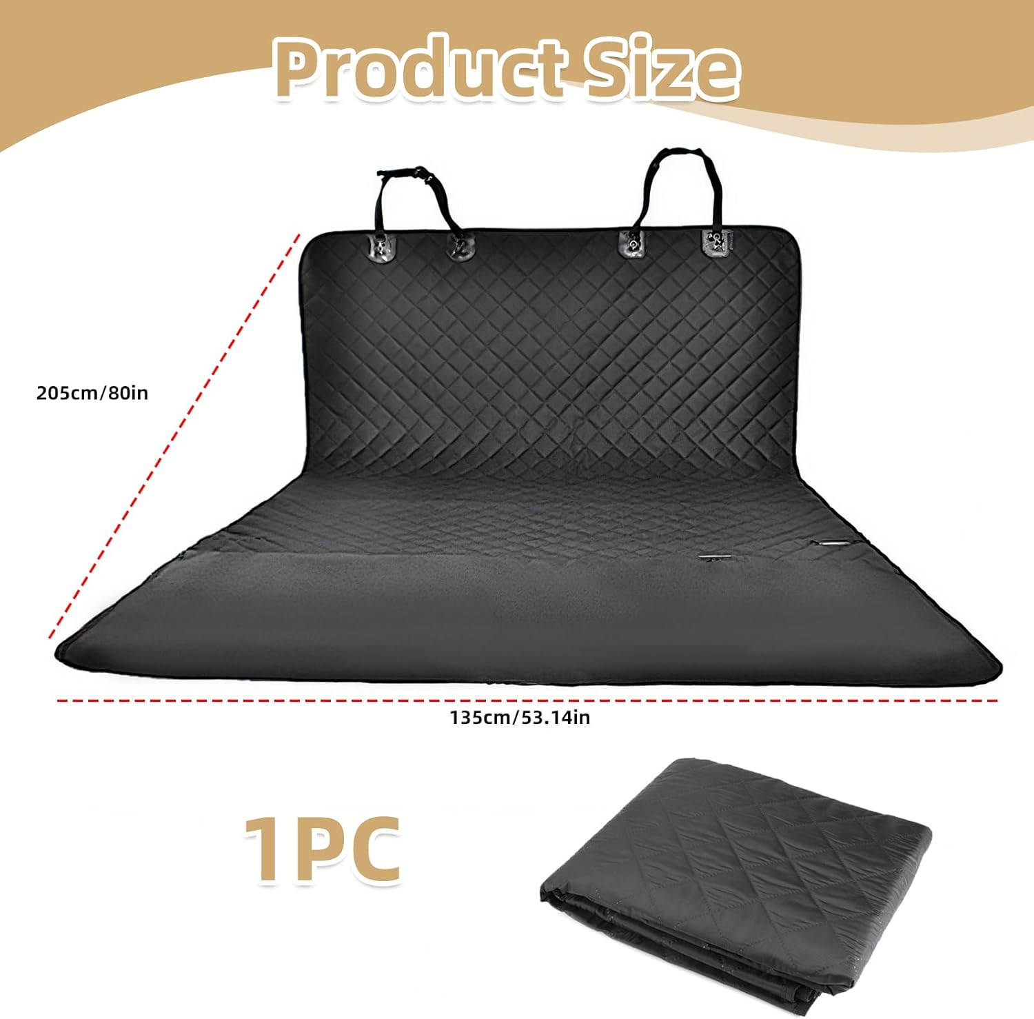 SUV Dog Car Seat Cover, Waterproof Pet Seat Trunk Mat Protector for Vans Suvs Sedans, Non-Slip Scratch-Proof Stain-Proof Dog Car Hammock Easy Clean (205X135Cm, Black) image number 5