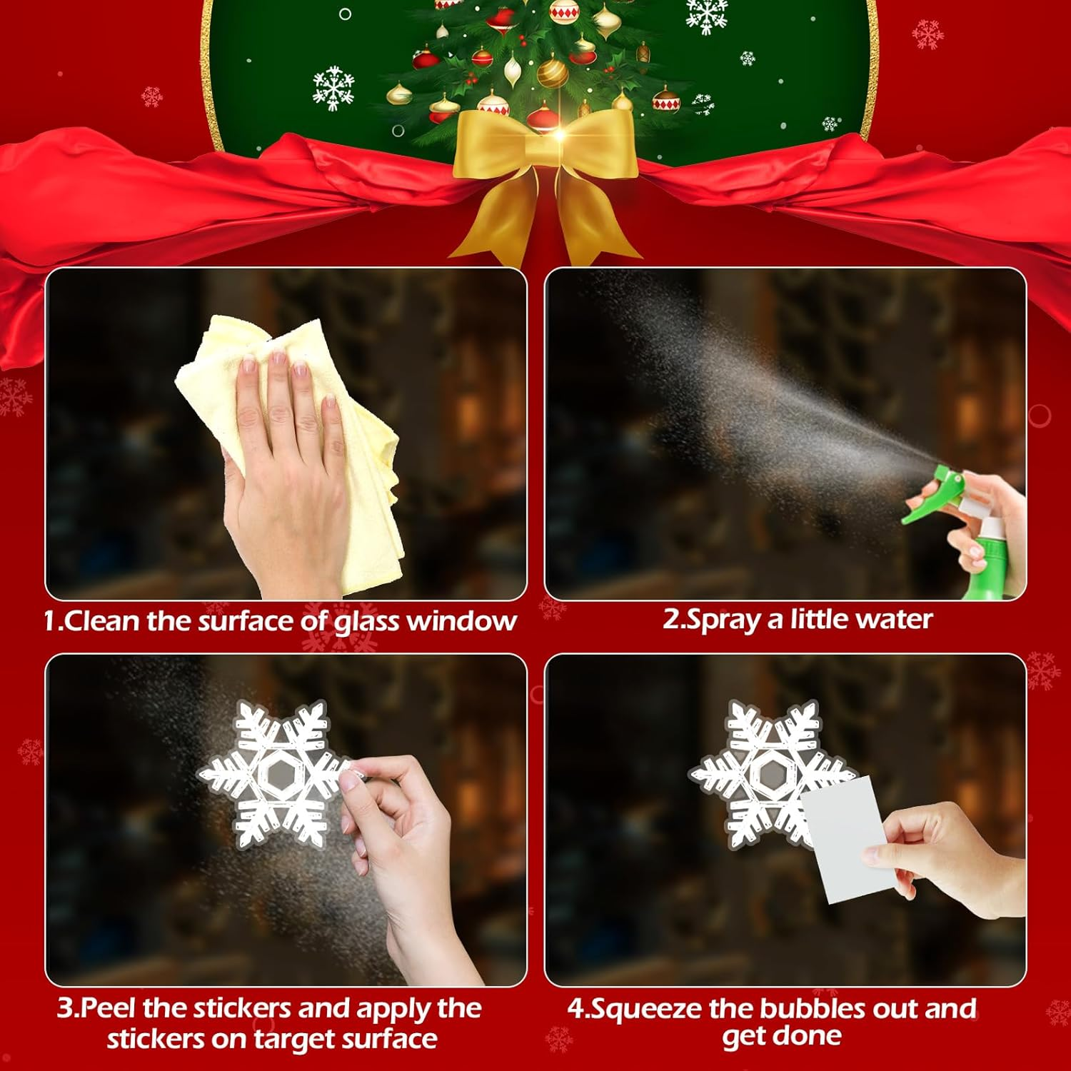 249 PCS Snowflake Window Clings, Geeric Winter Decorations 6 Sheets Christmas Window Cling Stickers Snowflake Branches, Snow, Birds Stickers Removable for Xmas Home Shop Window image number 2