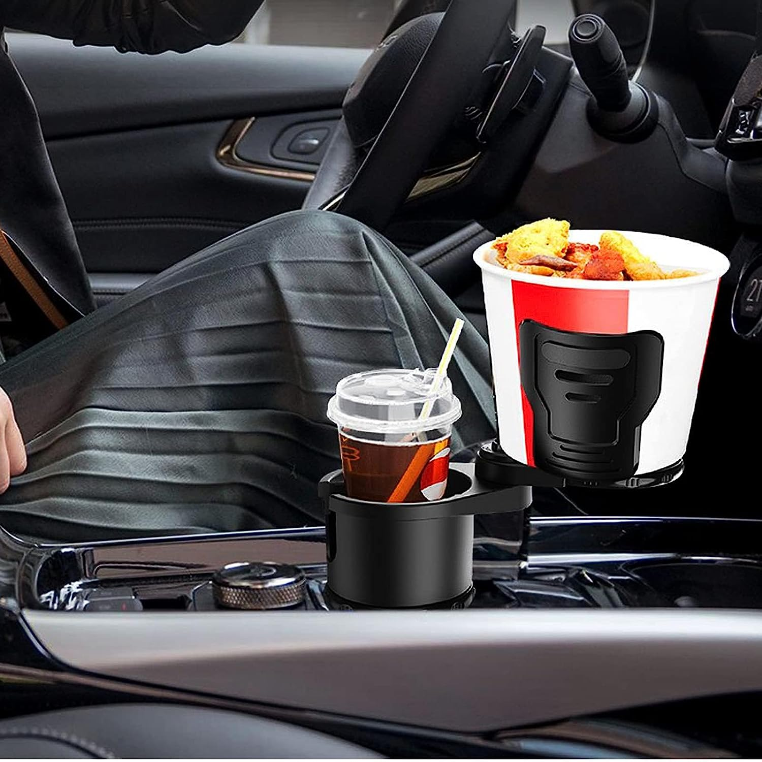 Cup Holder Expander for Car, 2 in 1 Multifunctional Extra Car Cup Holder Expander Adapter with Adjustable Base All Purpose for 20 Oz Drink Bottles Cups Snacks Compatible with Most Cars