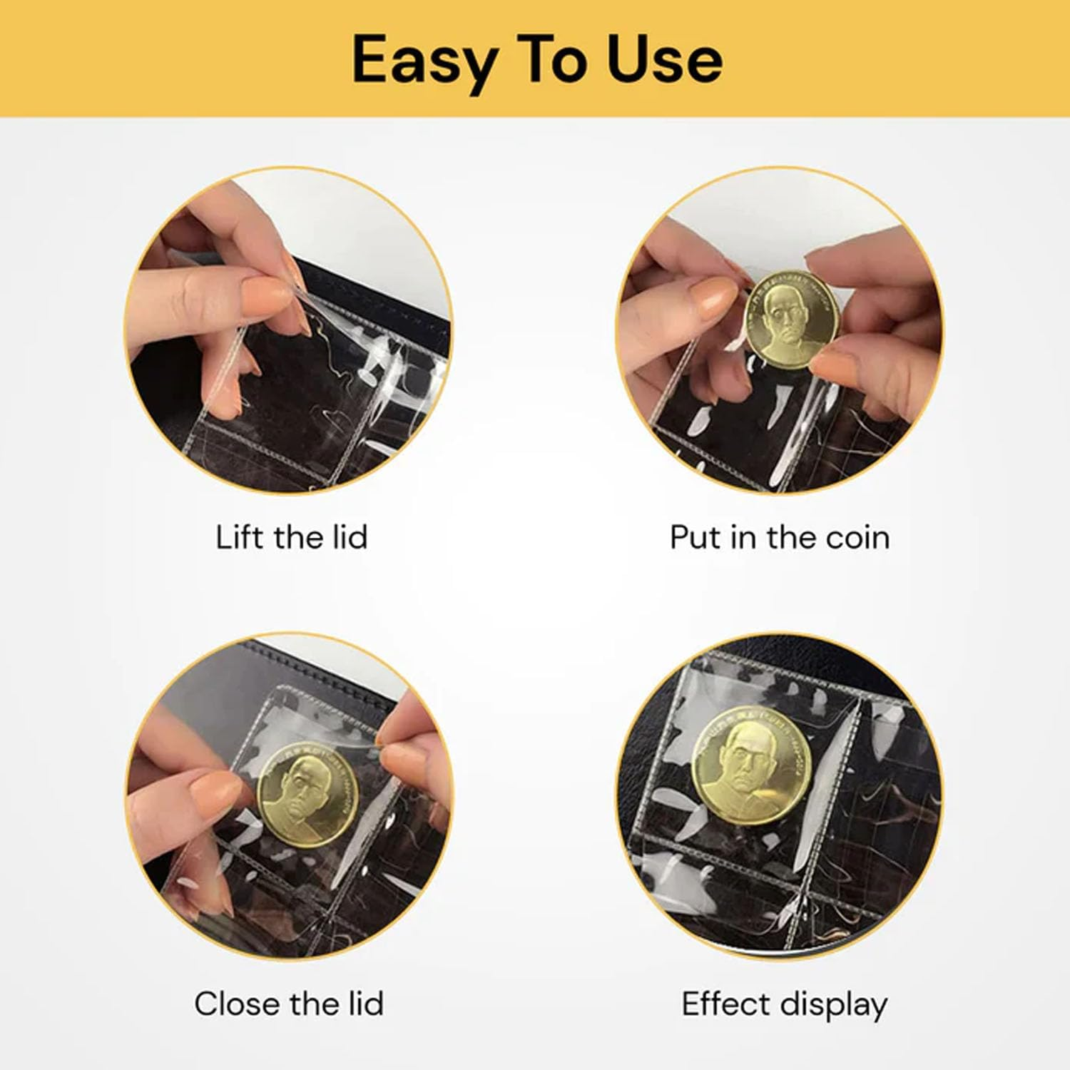 EZONEDEAL 30-Pocket Coin Pages for Collectors, Standard 9-Hole Coin Collection Pages Fit Most Binder, Coin Collecting Supplies, Coin Sleeves for Coin, Stamp, Badges Etc image number 2