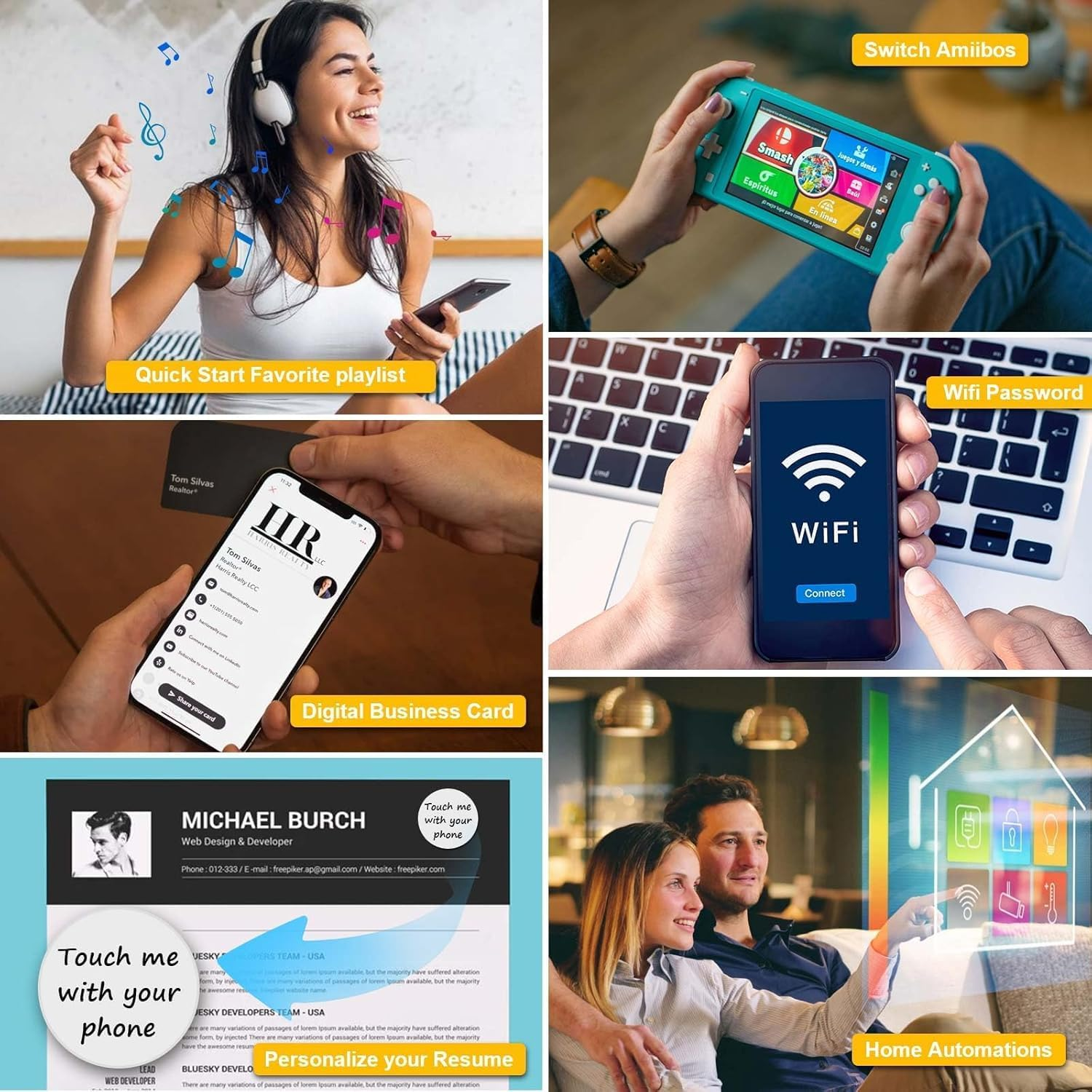 50 Pcs NFC Stickers Tags, NFC Cards with Adhesive Back, 25Mm round Rewritable NFC Cards, 504 Bytes Memory Compatible Tagmo NFC Enabled Mobile Phones image number 6