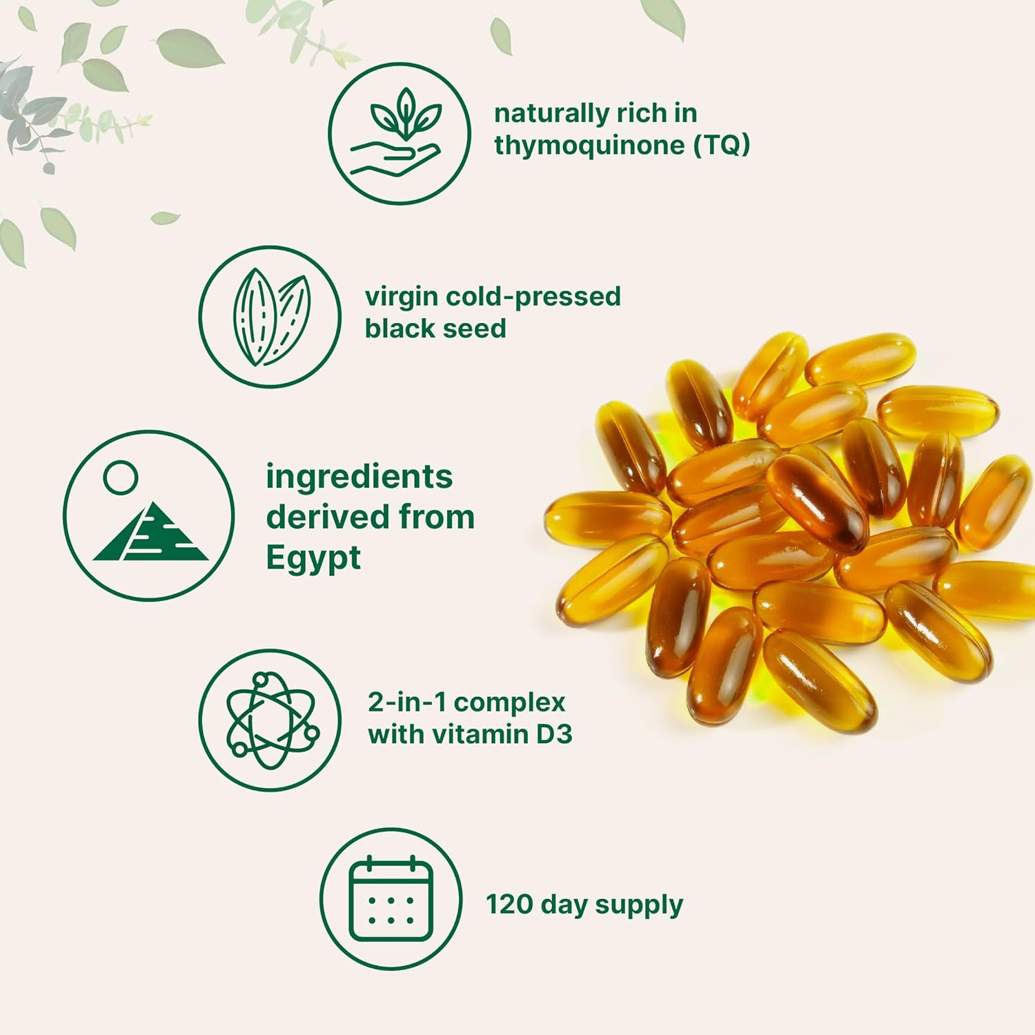 Black Cumin Seed Oil Capsules (Liquid Softgels), from Cold-Pressed Nigella Sativa, 1000Mg per Serving, 240 Counts, Premium Black Cumin Pills, Non-Gmo image number 3