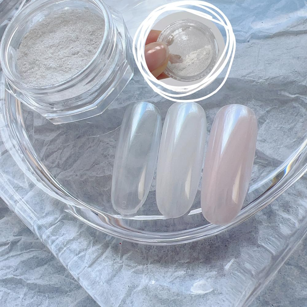 ADHERE Crystal Chrome Nail-Powder - Hyper-Shine Crystal Clear Finish Chrome Powder, Nail Art Dust, Professional Salon-Grade DIY Gel Polish Accessories 0.3G (Crystal Powder)