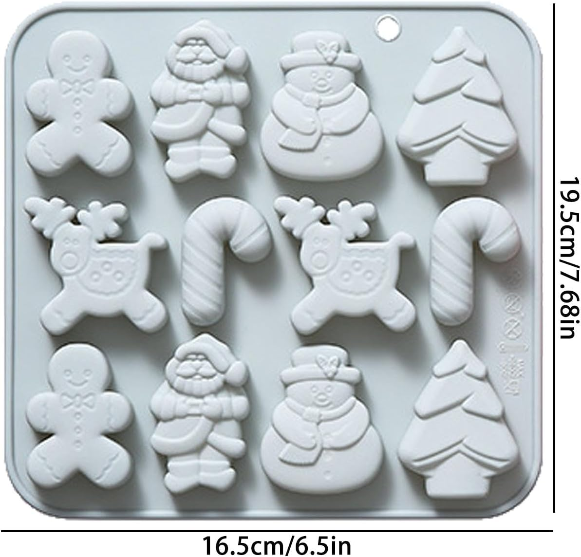 Christmas Baking Molds | 12-Grid Candy Molds | Flexible Chocolate Mould | Silicone Holiday Themed Moulds | Versatile Christmas Moulds for Cakes, Jellies, and Desserts Perfect for Baking and Decorating - Gray image number 4