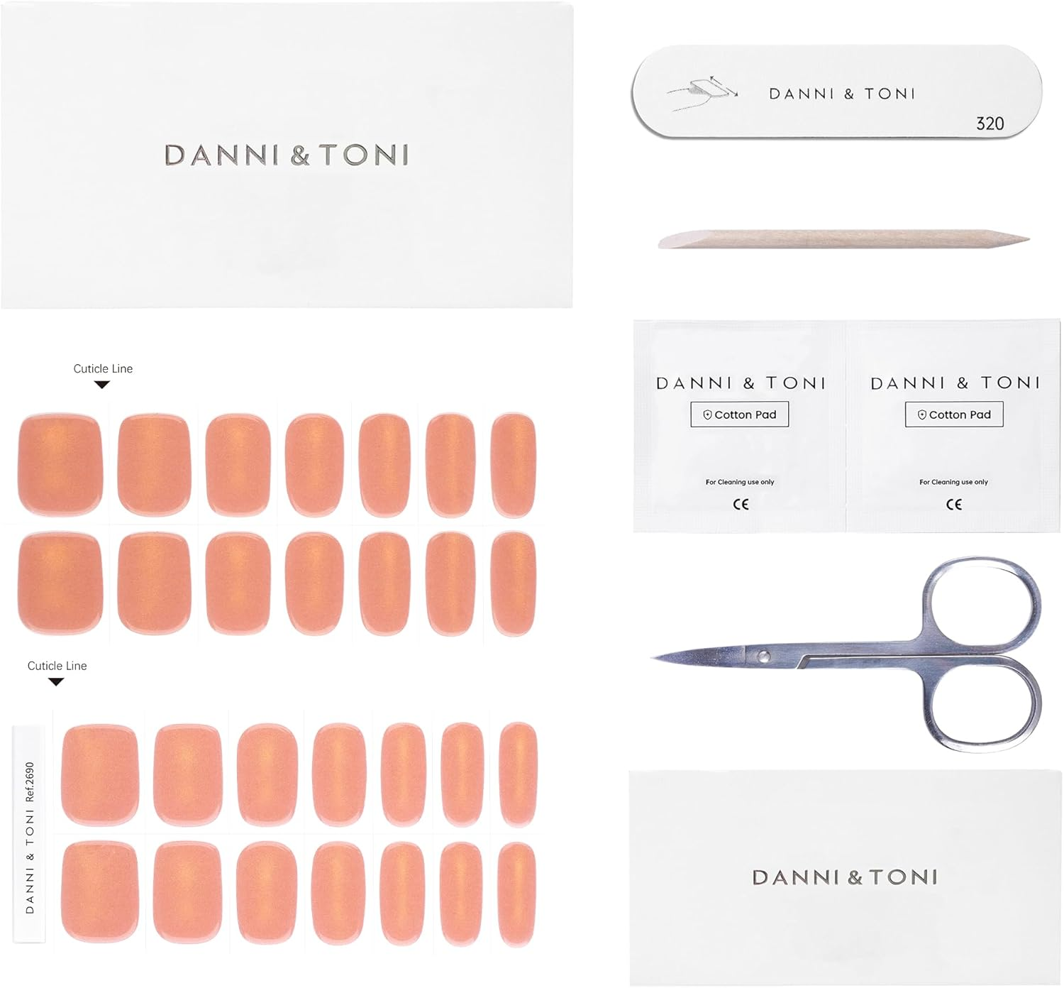 DANNI & TONI Semi-Cured Gel Nail Foils (Nude Mirage) Nude Tone Gold Cat'S Eye Shiny Nail Set UV Gel Nail Foil Nail Stickers Nail Design Self-Adhesive Wraps 28 Stickers