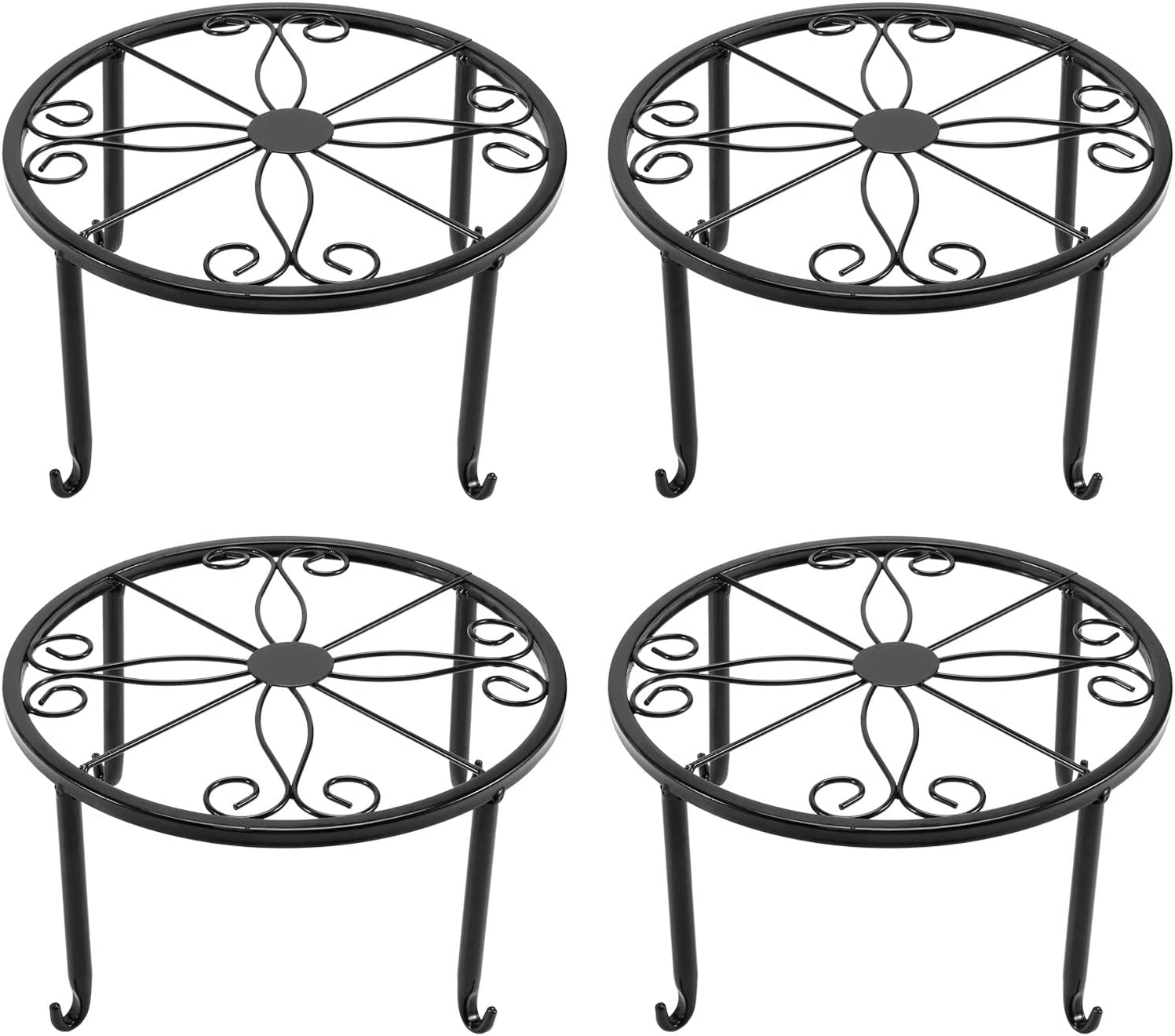Ksrnsne 4 Pieces Plant Stand Indoor and Outdoor Metal Rust-Proof Plant Stand, Flower Pot Stand Black image number 1