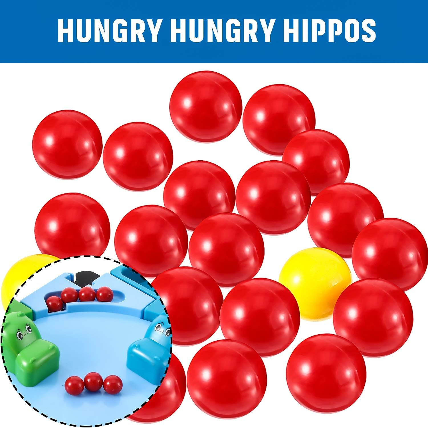 Gejoy 42 Pieces Game Replacement Marbles 2 Sets Game Replacement Balls Compatible with Hungry Hungry Hippos, 38 Red Balls and 4 Yellow Balls image number 2