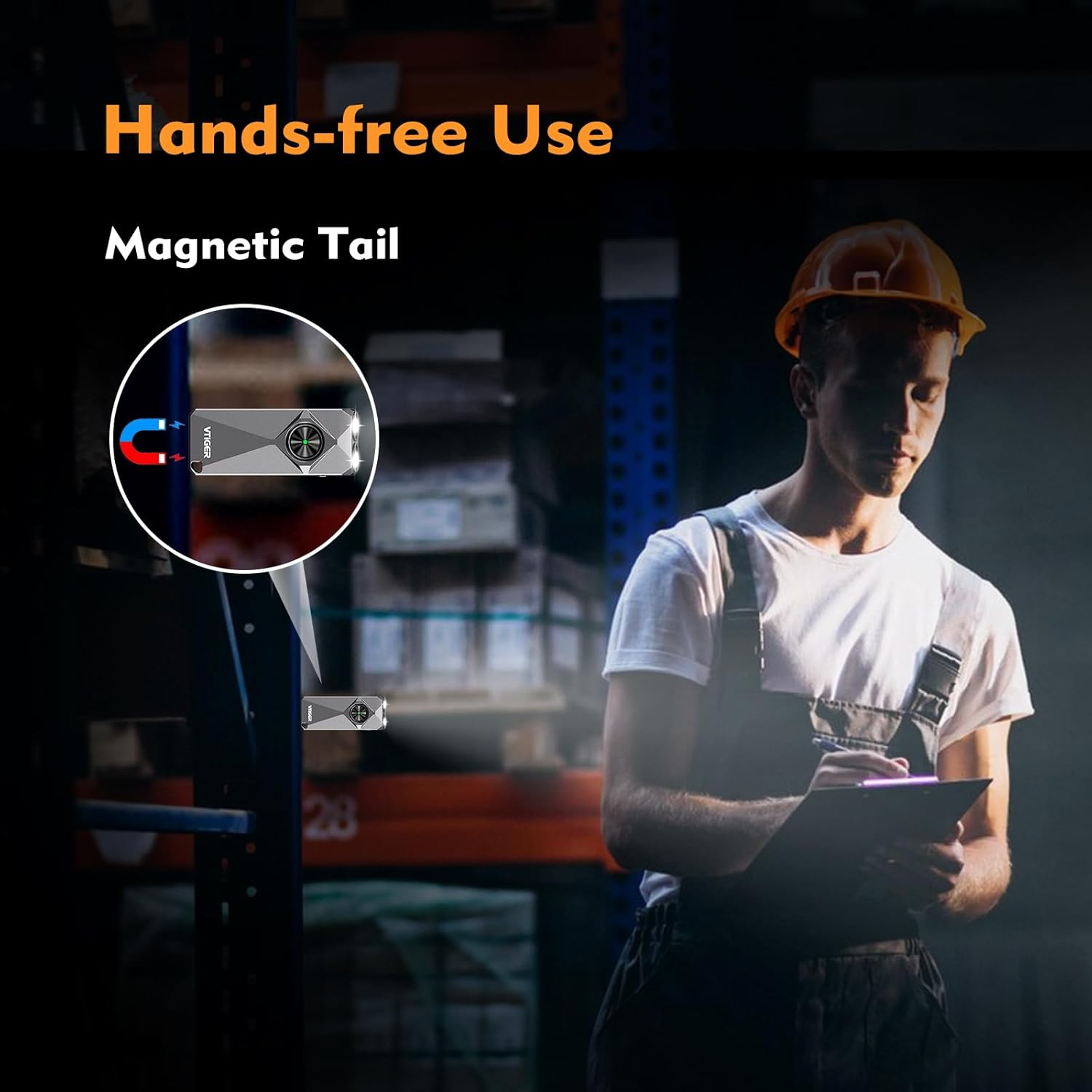 VTIGER K1 Keyring Torches, 800 Lumens Portable Flat Light, Rechargeable Mini Torch with Clip, Compact LED Lamp with Magnet for Daily Use, Camping, Emergency image number 2